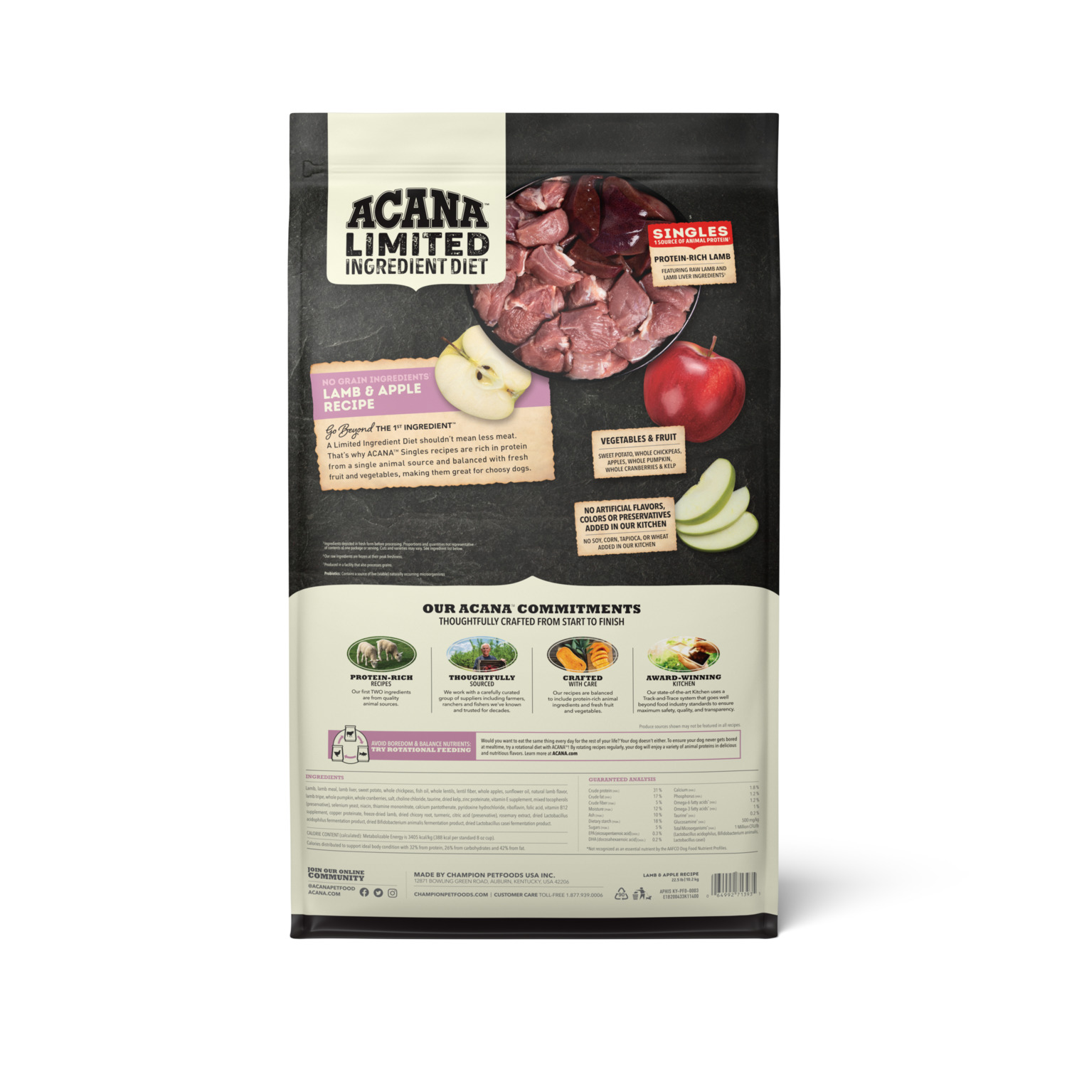 Acana Singles Limited Ingredient Diet Lamb & Apple Recipe Grain Free Dry Dog Food