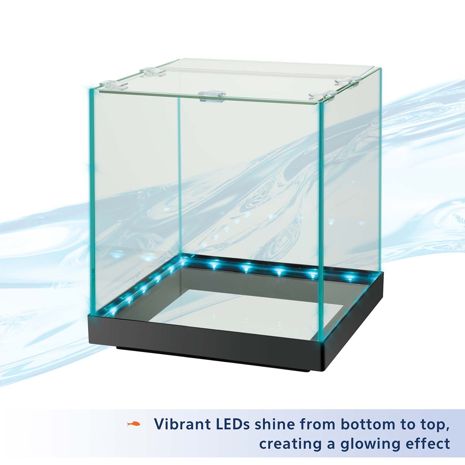 Aqueon Edgelit Rimless Cube Glass Desktop Fish Aquarium 3 Gal