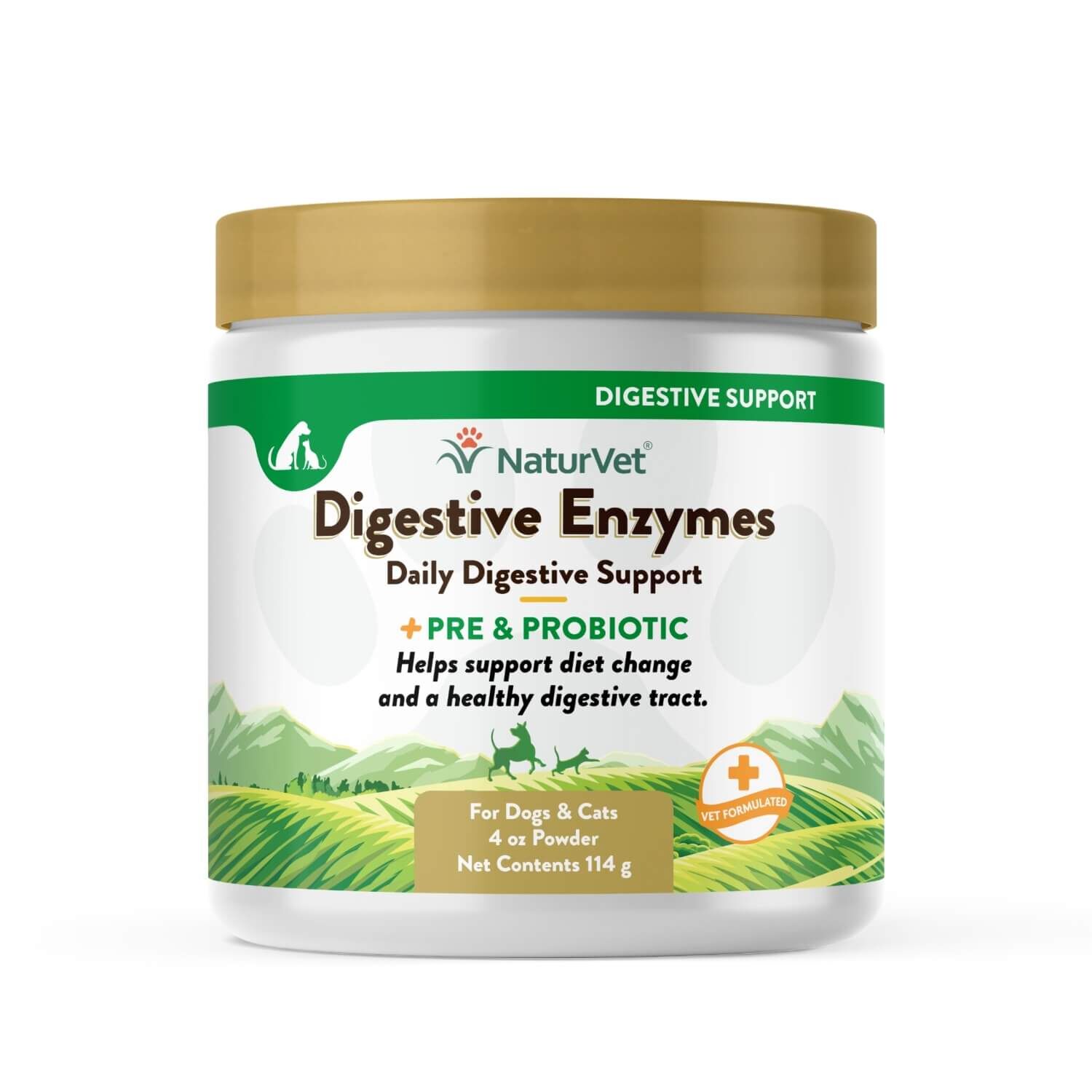 Naturvet Digestive Enzymes Plus Pre & Probiotics Powder Supplement For Dogs & Cats