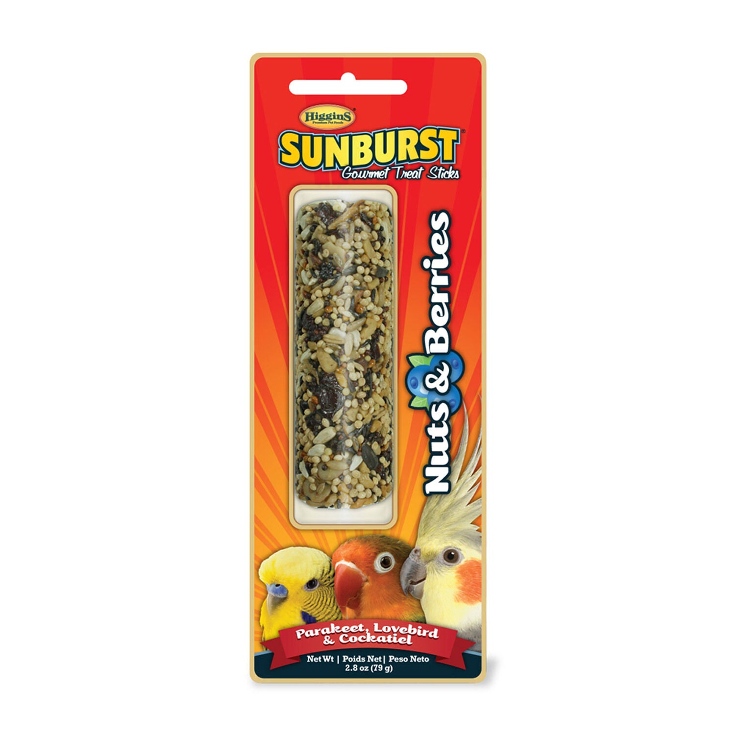 Higgins Sunburst Stick Nuts 'N' Berries - Parakeet/Lovebird/Cockatiel Bird Treat