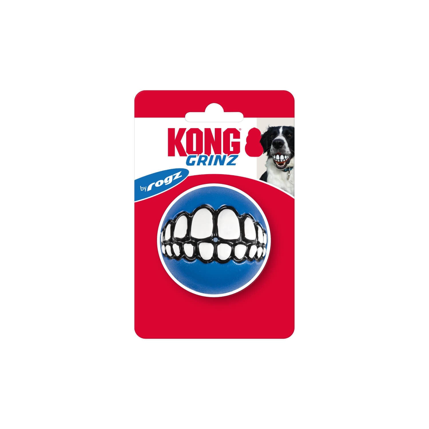 Kong Grinz By Rogz, Fetch And Retrieve Toothy Grin Ball Dog Toy, Assorted Colors