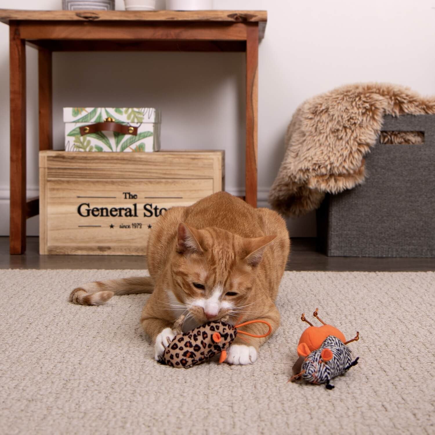 Instincts By Smartykat&reg; Safari Sneakers Happynip Silvervine & Catnip Plush Cat Toys And Launcher Cat Toy (Set Of 3)
