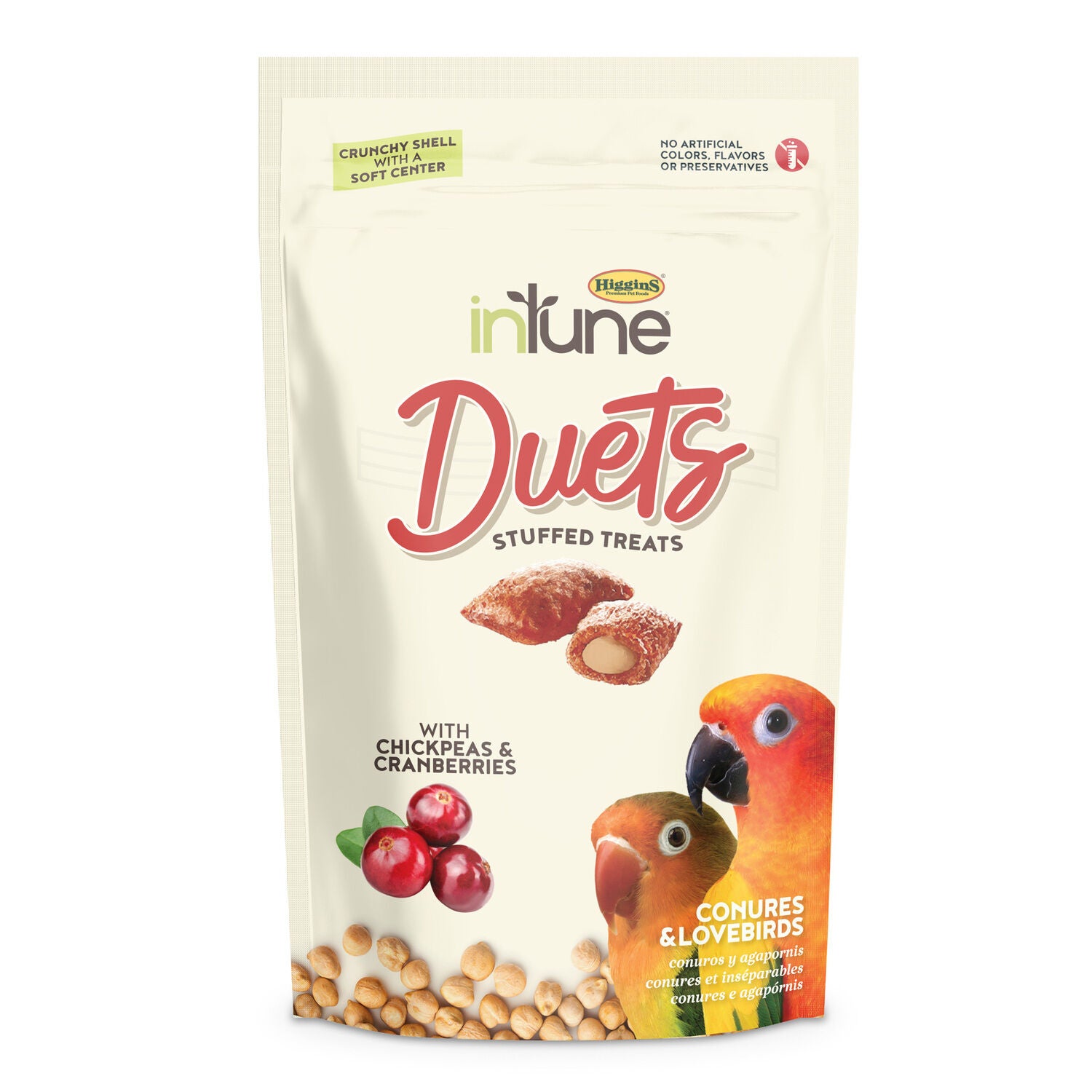 Higgins Intune Duets Chickpeas & Cranberries Treat For Conures & Lovebirds, 3Oz