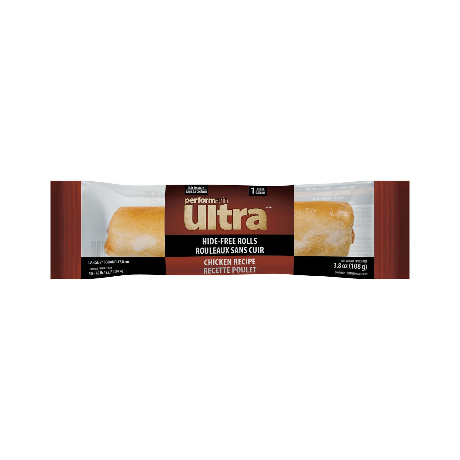 Performatrin Ultra Hide-Free Chicken Recipe Rolls Dog Treat, 7" Single Roll