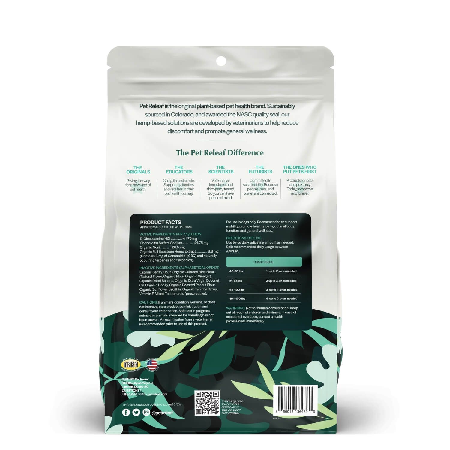 Pet Releaf Hip & Joint Releaf Cbd Edibites Soft Chews For Dogs, Peanut Butter Banana, Family Sized