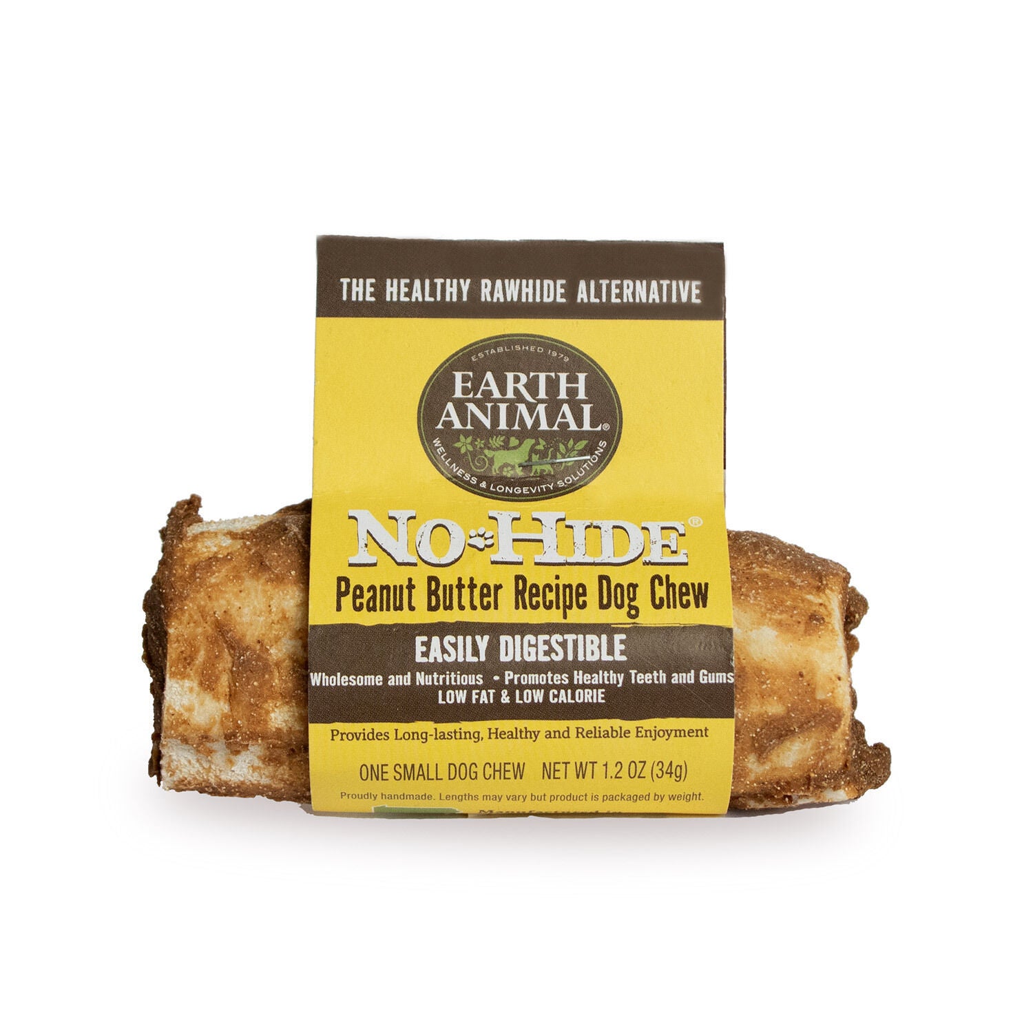 Earth Animal No-Hide Rawhide Alternative Dog Treat Chew, Peanut Butter
