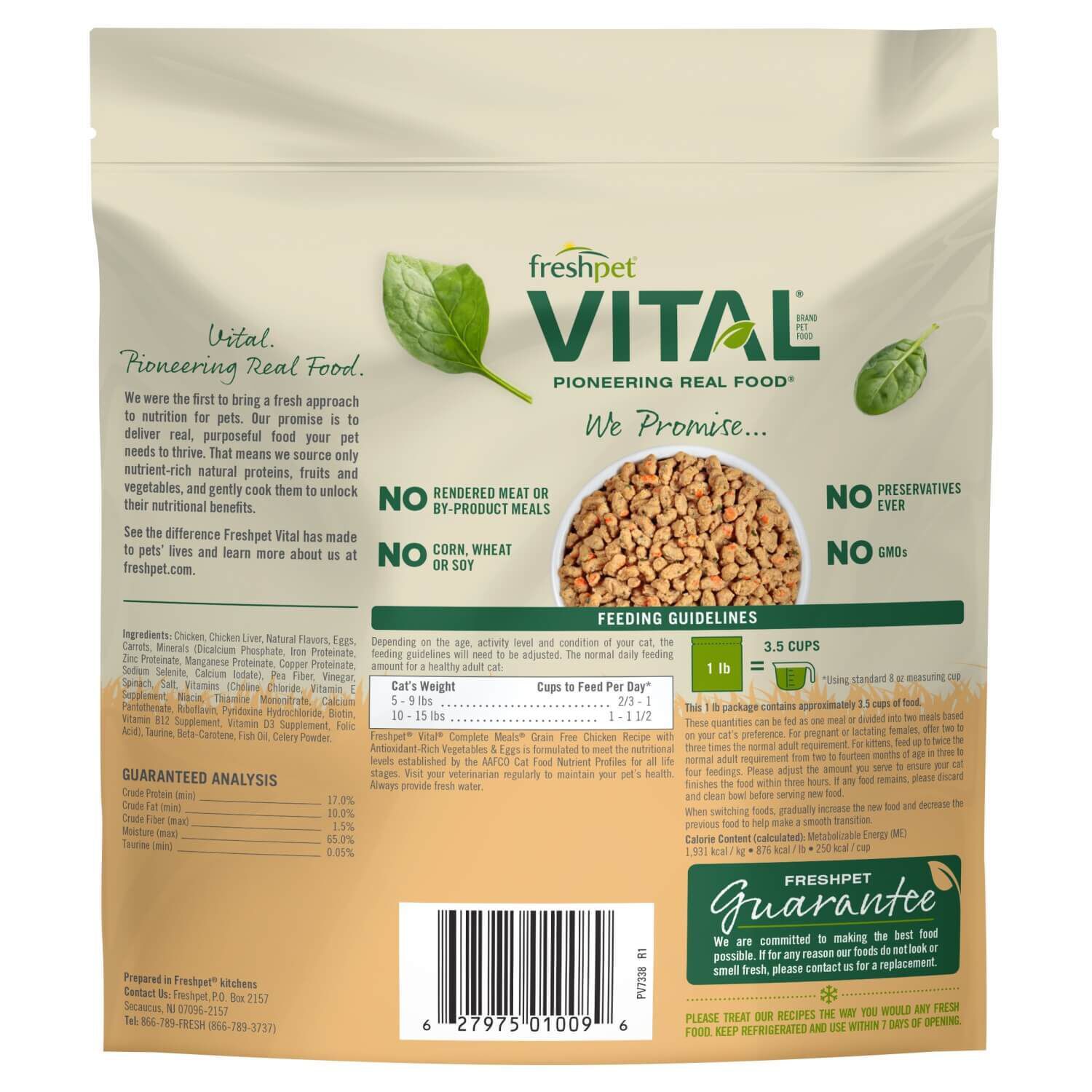 Freshpet Vital Grain Free Fresh Cat Food, Chicken Recipe