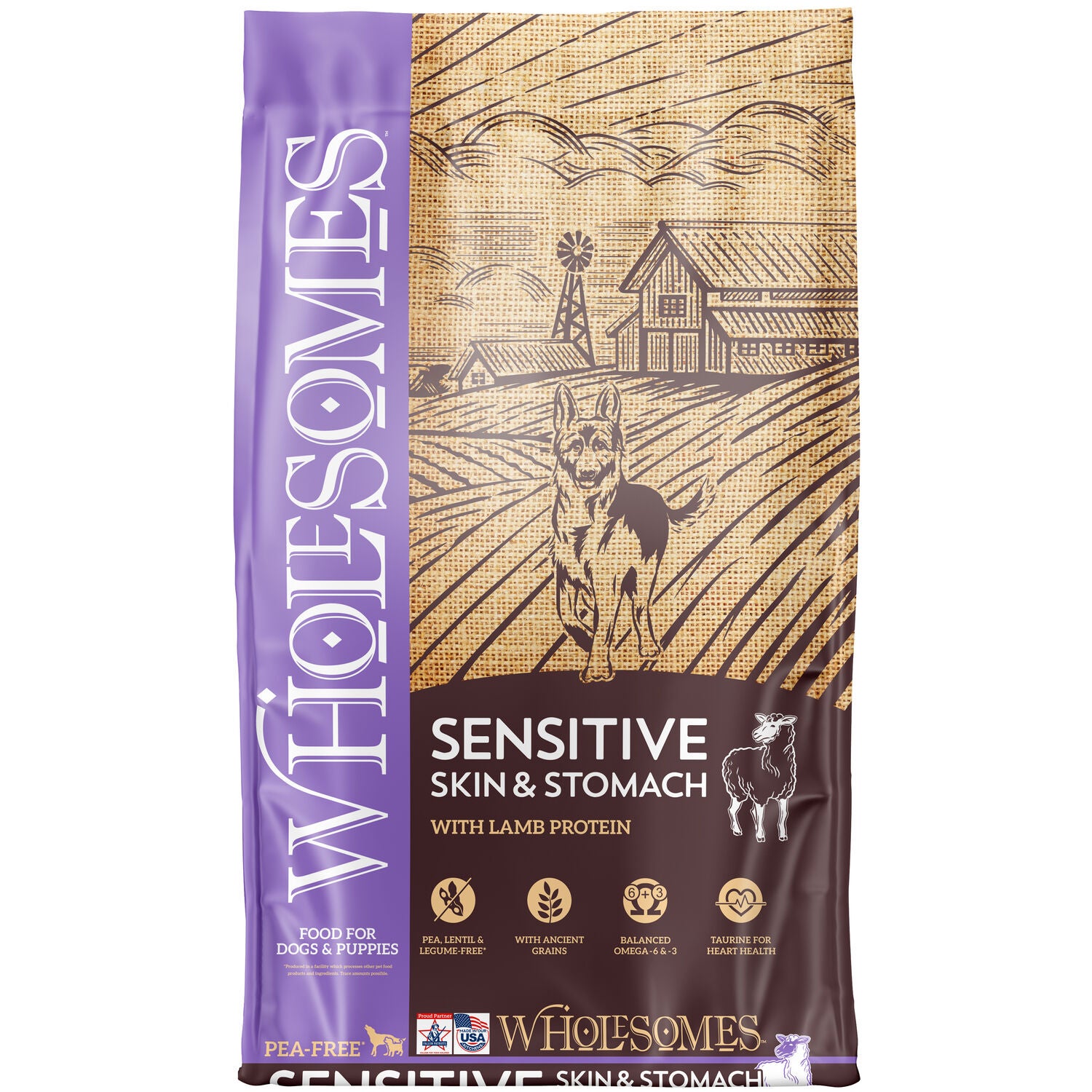 Wholesomes Sensitive Skin And Stomach Dry Dog Food, Lamb, 30Lb