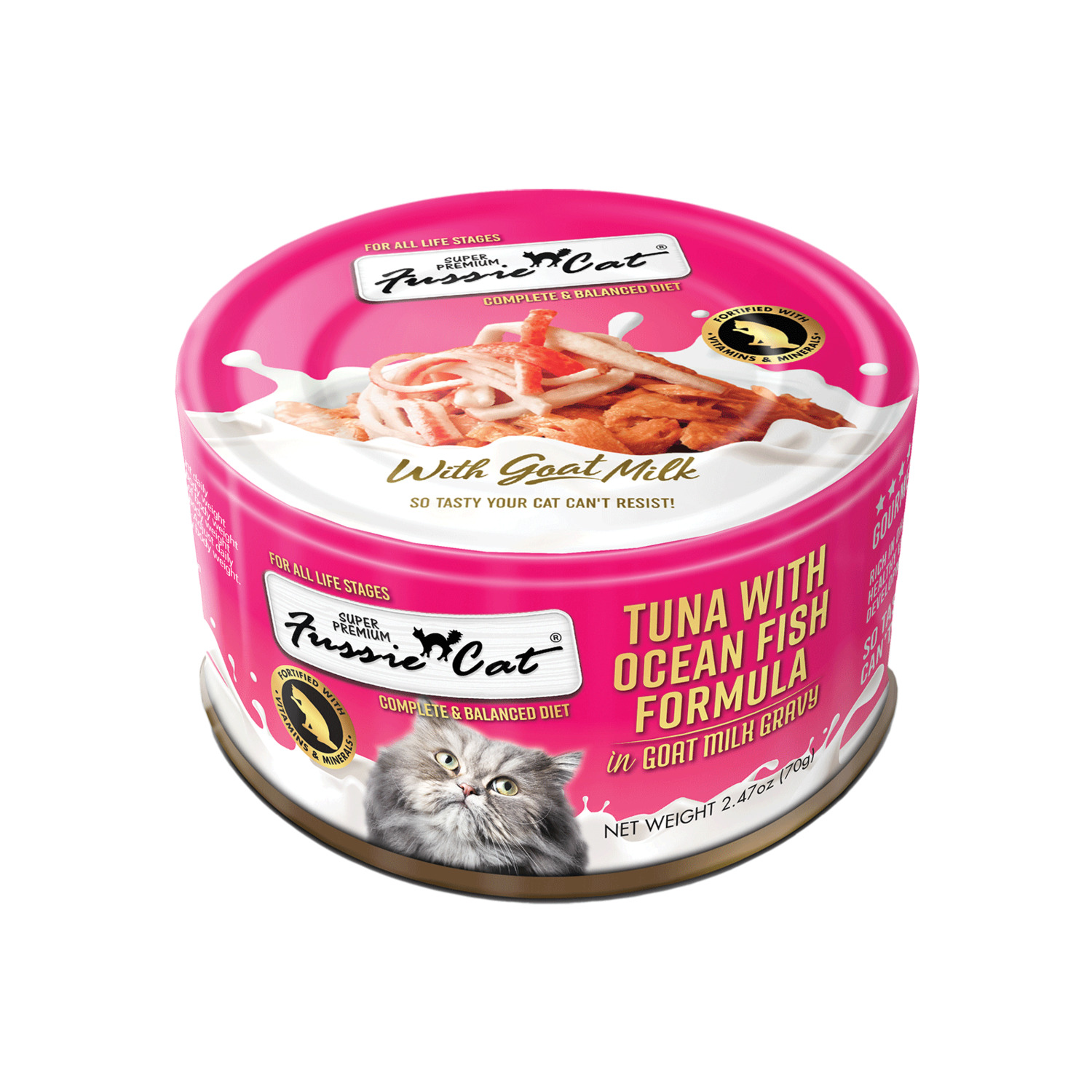 Fussie Cat Premium Tuna With Oceanfish In Goat Milk Wet Cat Food, 2.47Oz