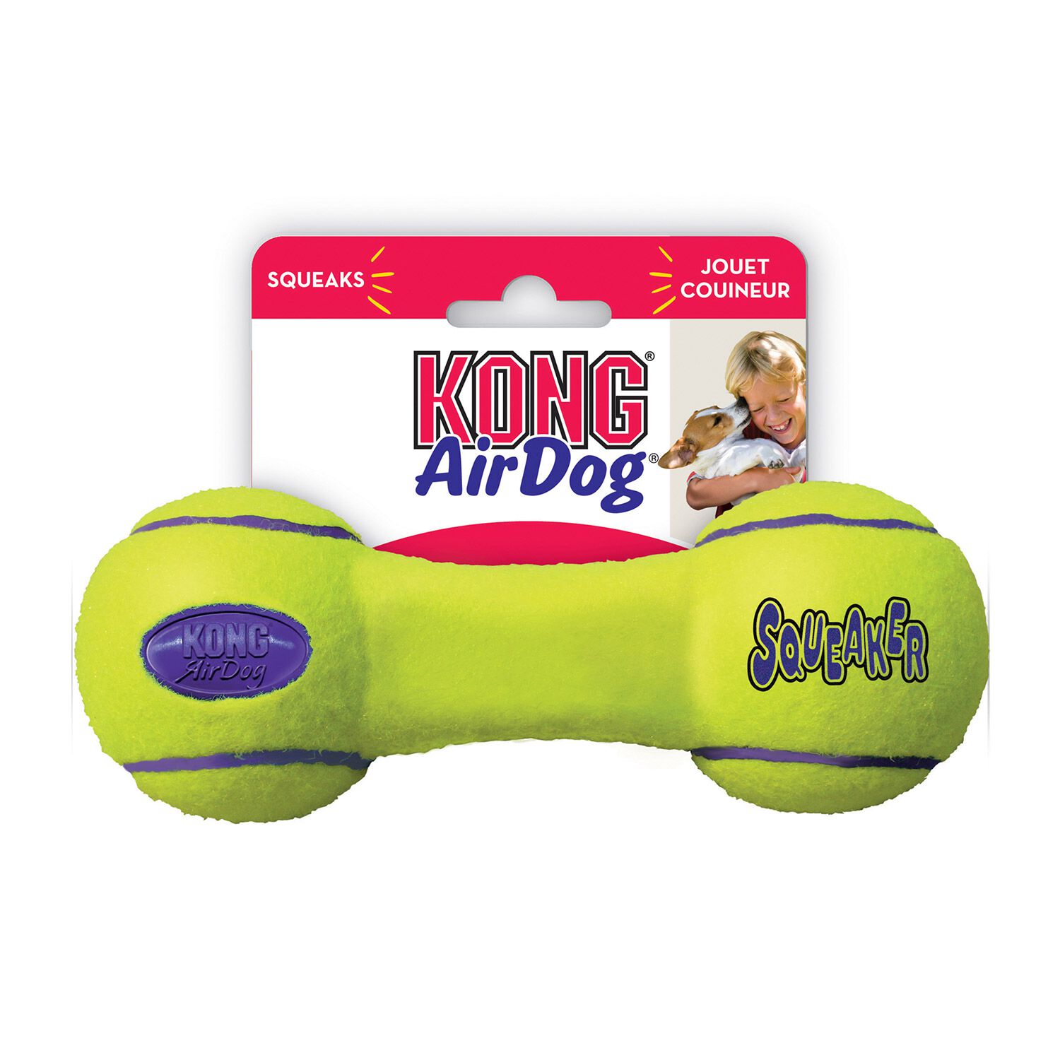 Kong Airdog Squeaking Nonabrasive Dumbbell Dog Toy