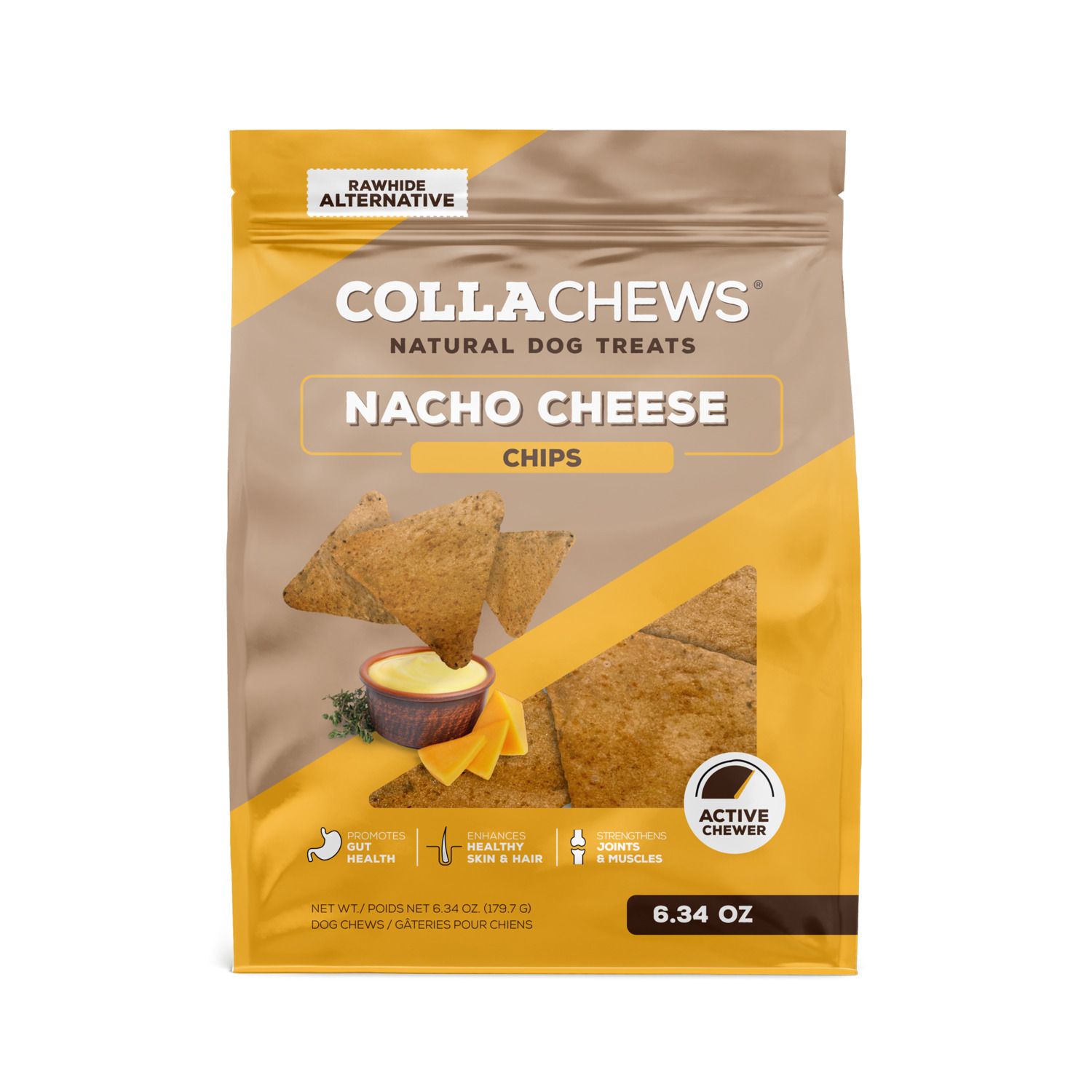 Collachews Collachips Rawhide Alternative Dog Treats, Nacho Cheese Flavor