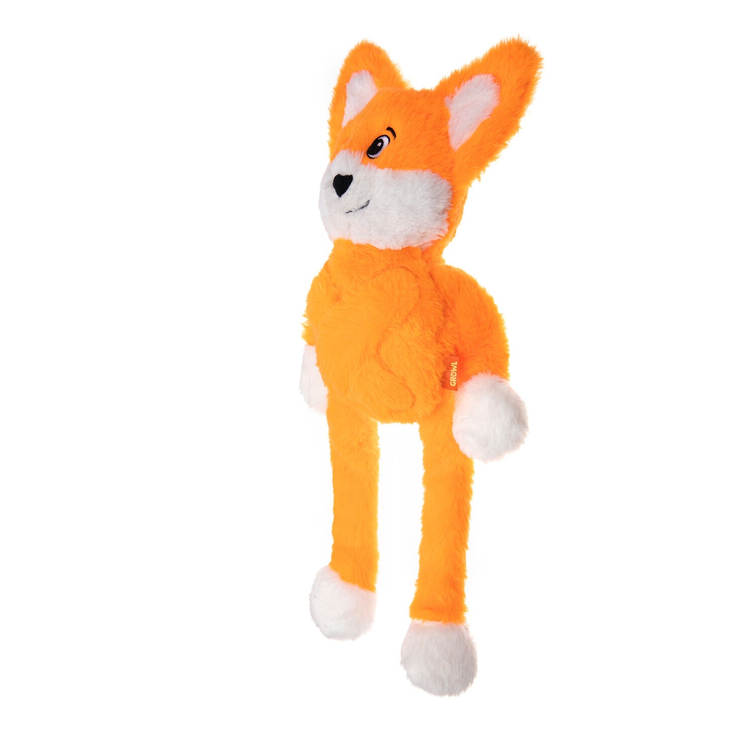 Growl Pulldozers Freddie The Fox Interactive Durable Dog Toy, 21.3"