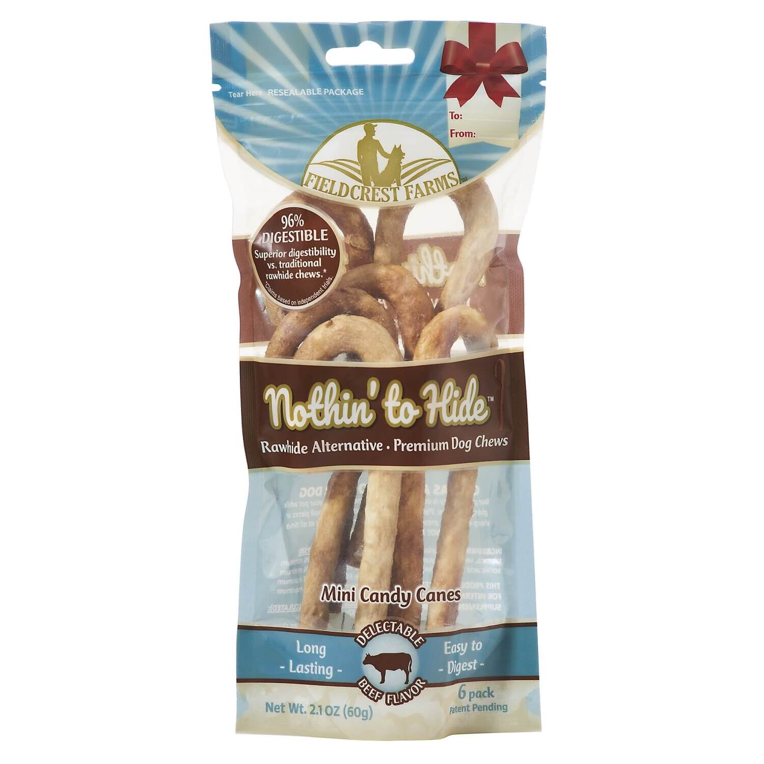 Nothin To Hide Mini Candy Canes Rawhide Alternative Dog Treats, Beef Flavor