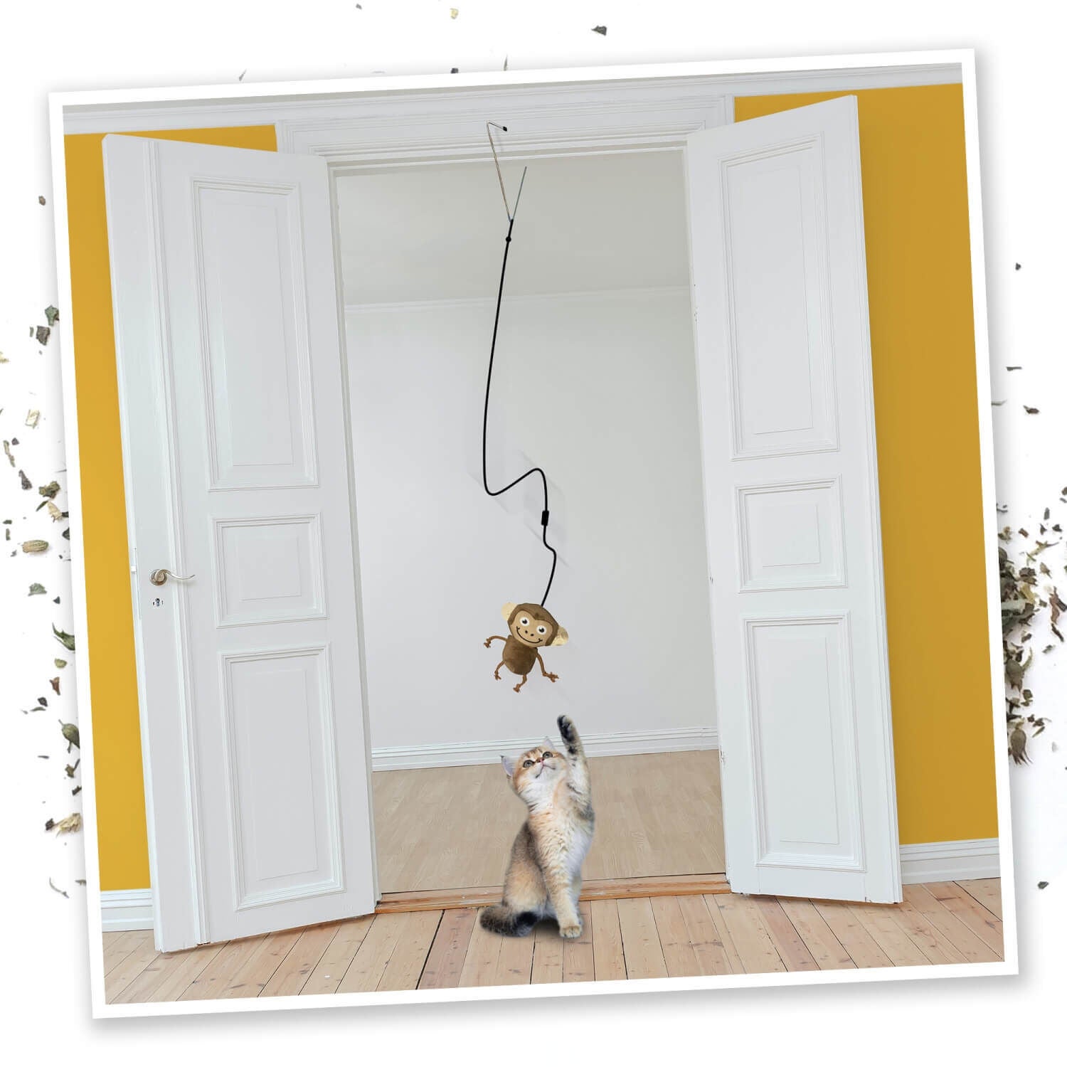 Meowijuana Jump 'N' Jamb Funky Monkey Hanging Refillable Catnip Cat Toy
