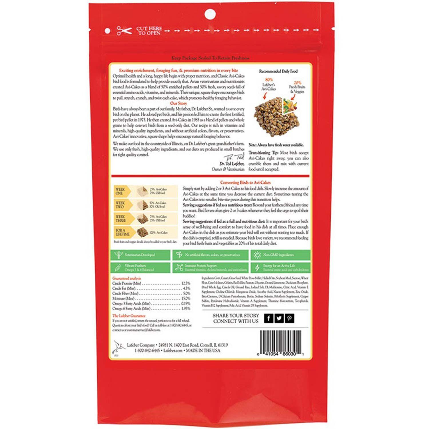 Lafeber Parrot Classic Avi-Cakes Bird Food