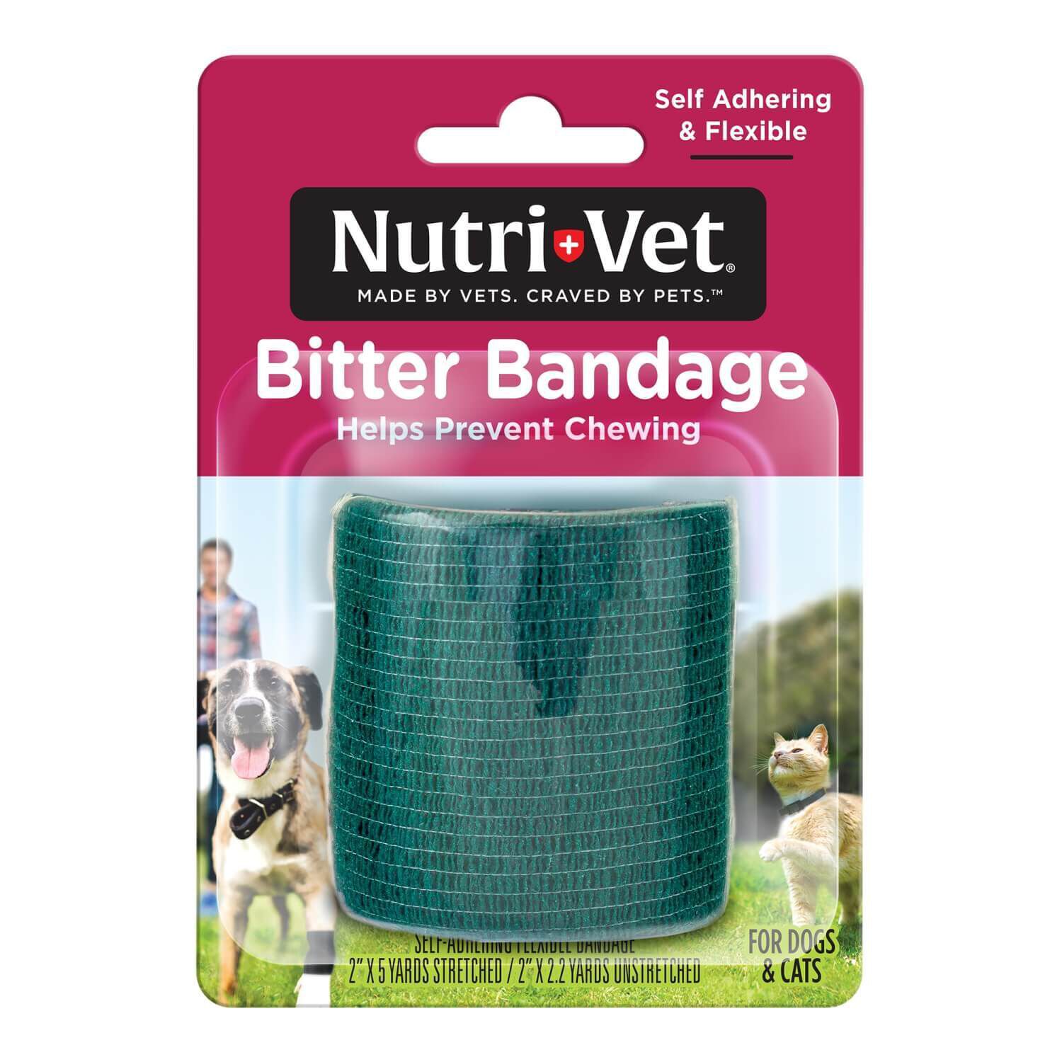 Nutri-Vet Bitter Bandage Self Adhering Wound Care Wrap For Dogs & Cats, 3In
