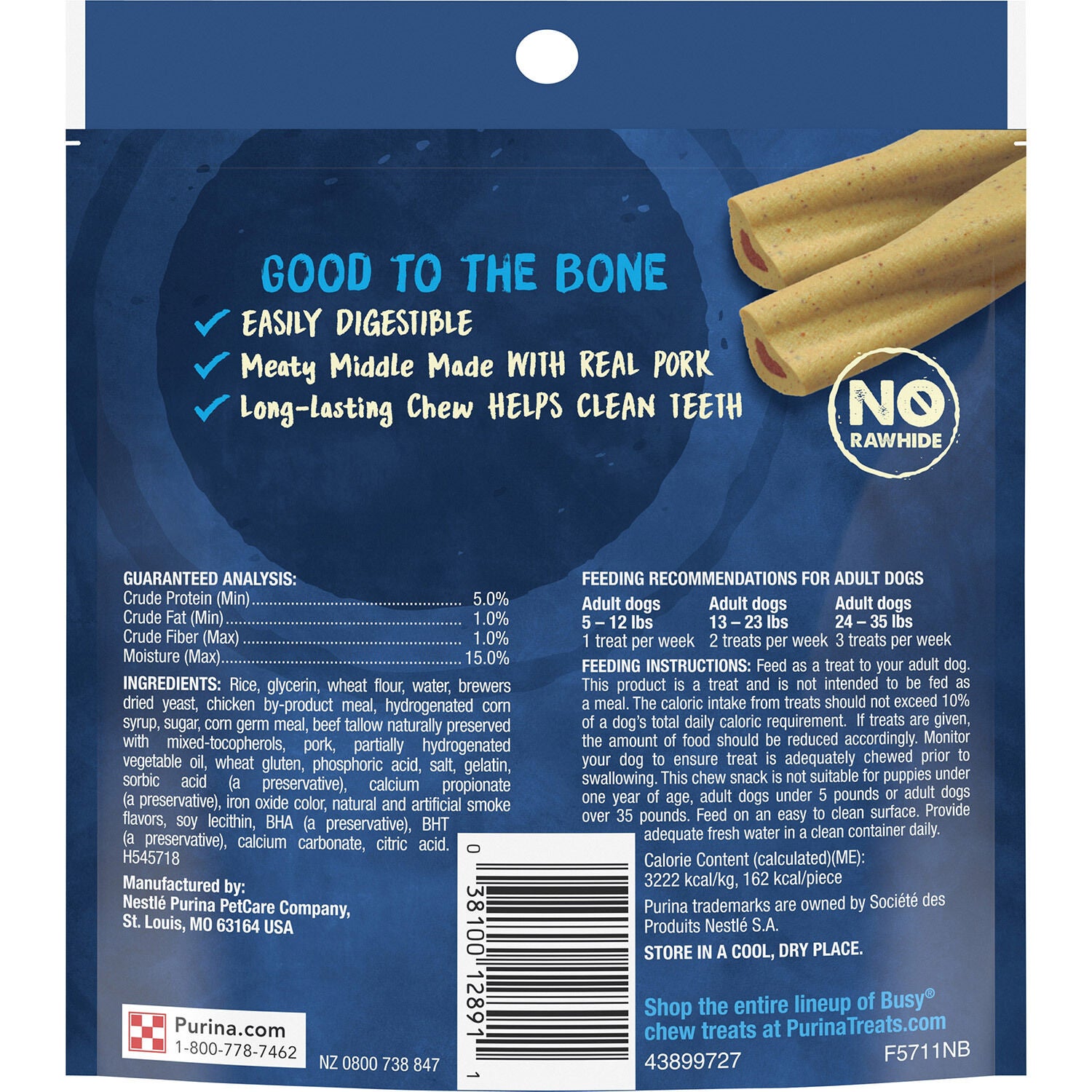 Purina Busy Bone Small Breed Adult Rawhide Alternative Dog Chew Bone Treats, Mini - 4-Ct. Pouch