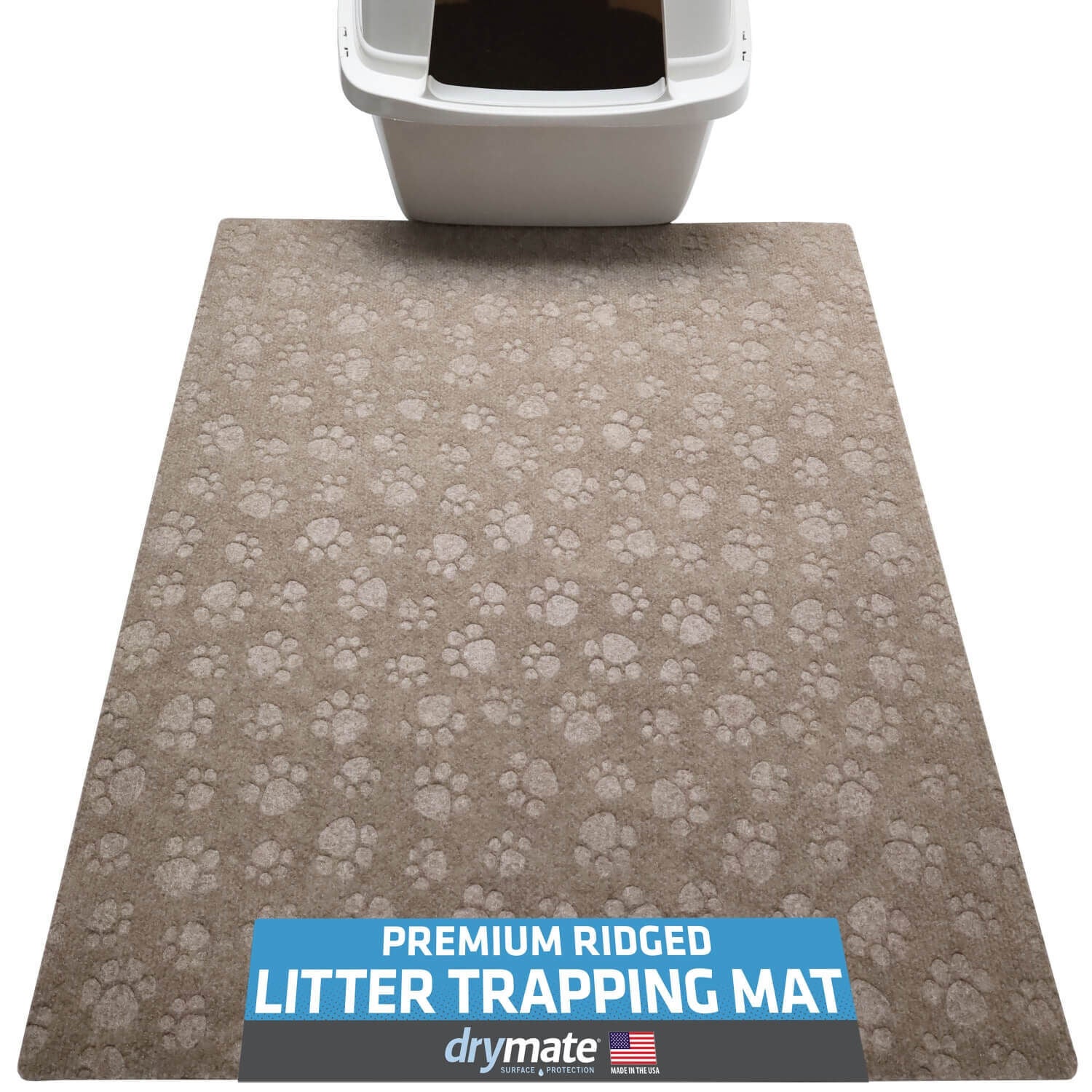 Drymate Premium Debossed Paw Cat Litter Mat - Taupe