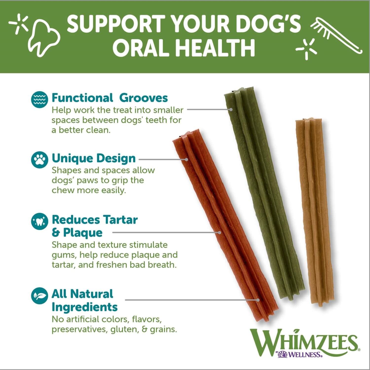 Whimzees Stix Natural Grain Free Dental Dog Treats, Small, 1 Count