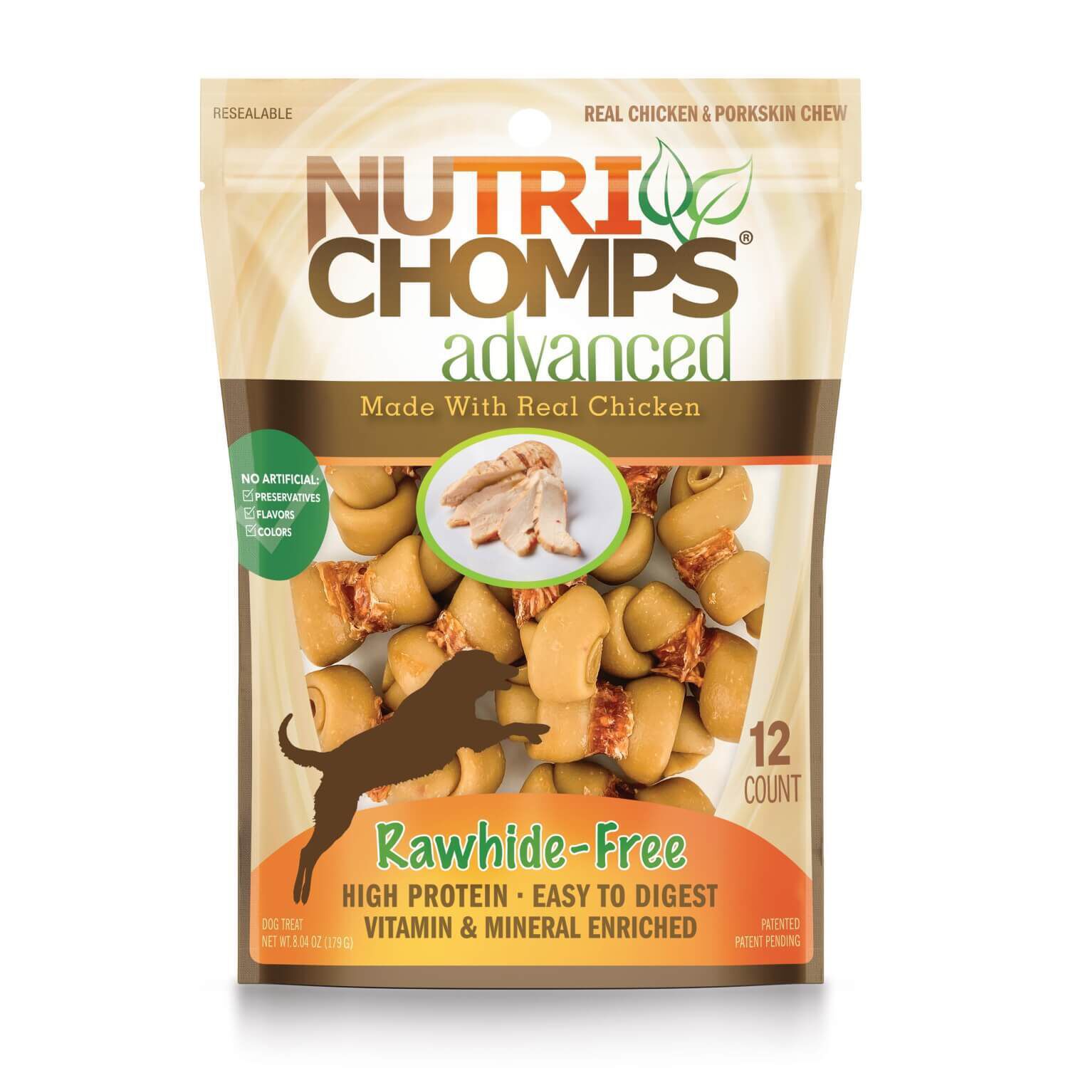 Nutri Chomps Advanced Mini Chicken Knot Rawhide Free Dog Treats