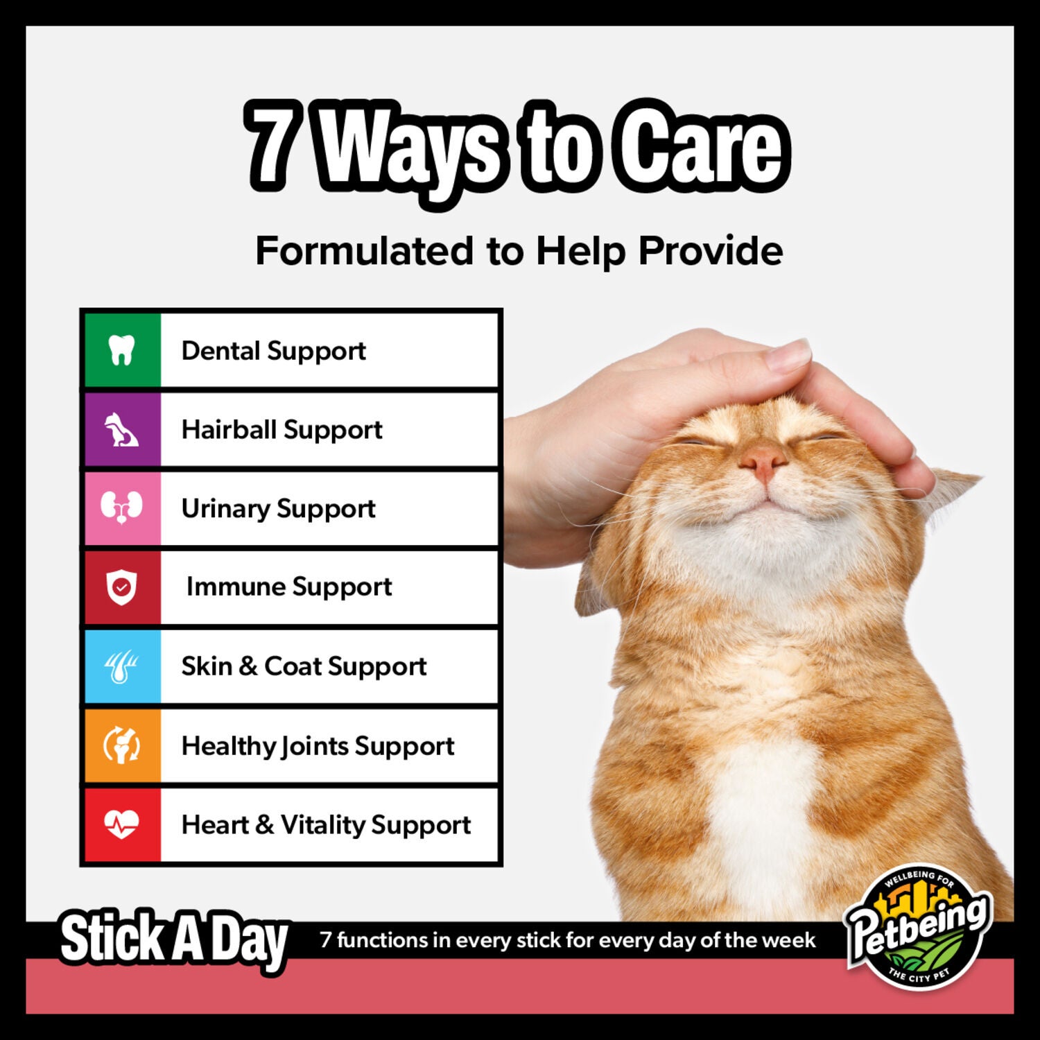 Petbeing Stick A Day 7-In-1 Daily Salmon Chew Supplement For Cats, 7 Count