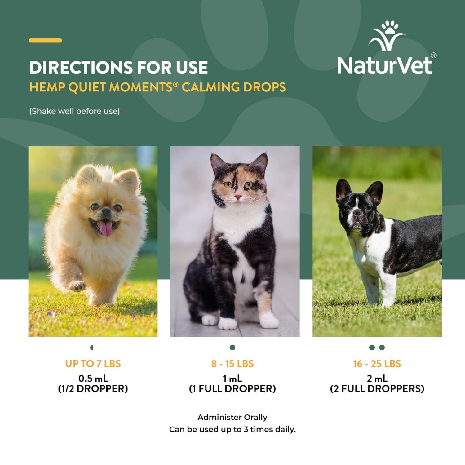 Naturvet Hemp Quiet Moments Calming Aid Drops For Dogs & Cats
