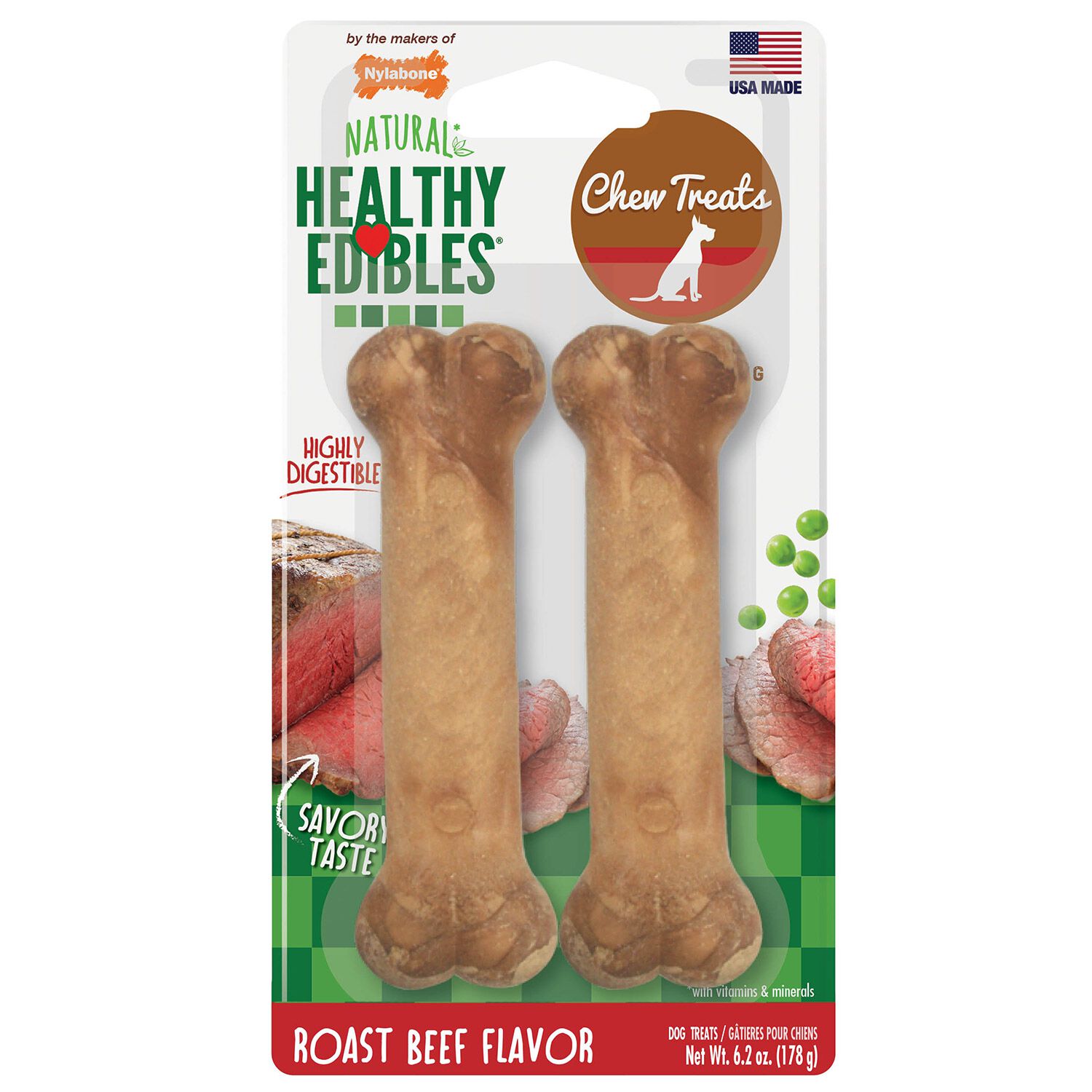 Nylabone Healthy Edibles Roast Beef Flavor Wolf Dog Treat