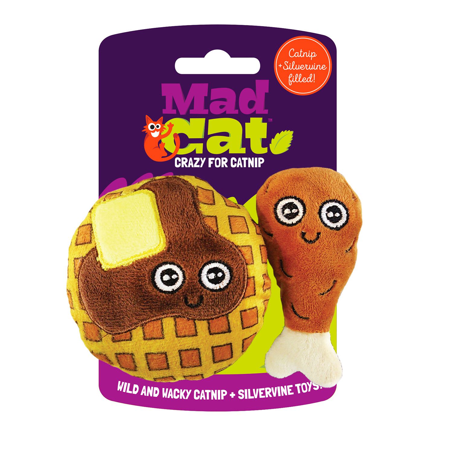 Mad Cat Chicken And Waffles 2Pk Cat Toy