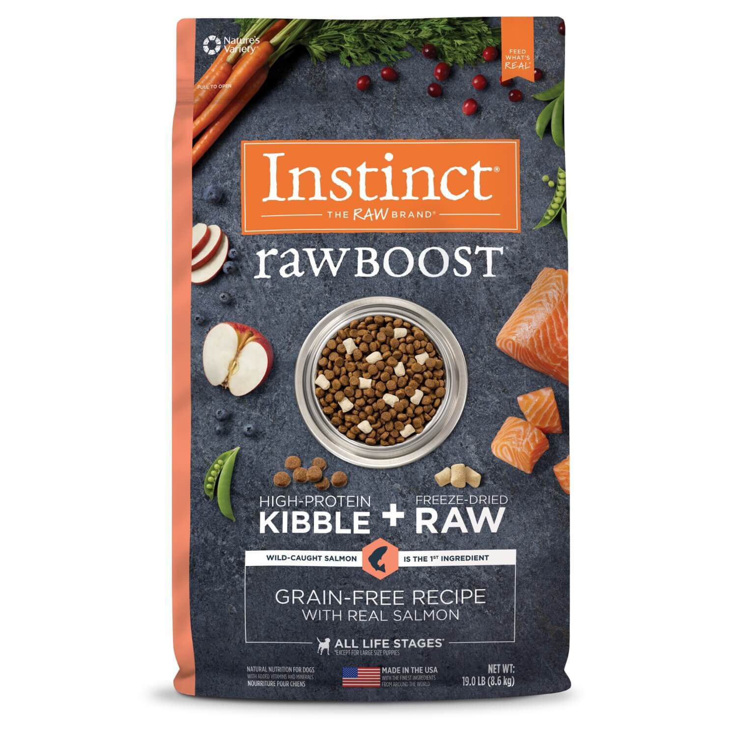 Instinct Raw Boost Grain-Free Recipe With Real Salmon Dry Dog Food, 19-Lb