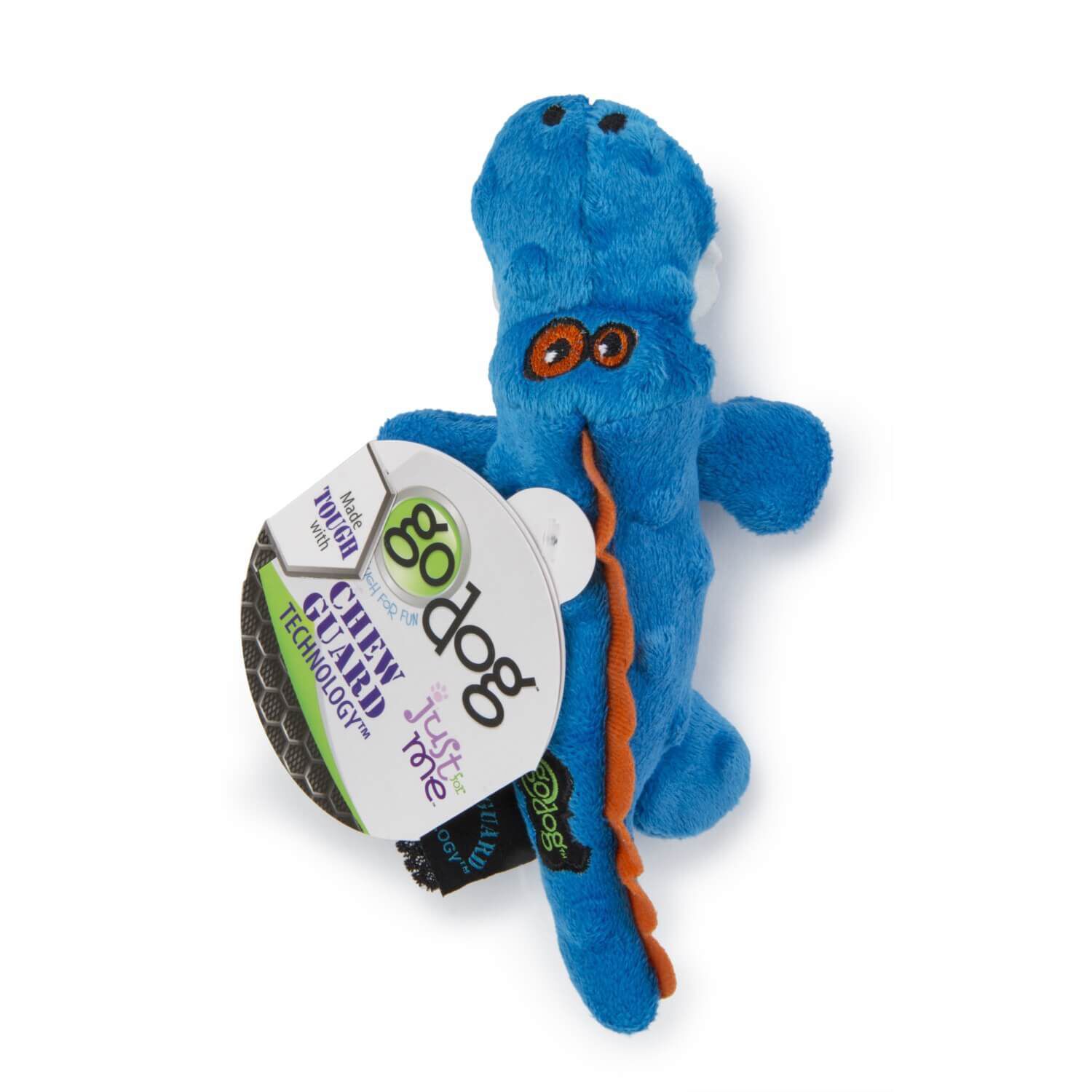 Godog Just For Me Gators Squeaky Plush Dog Toy - Blue Mini