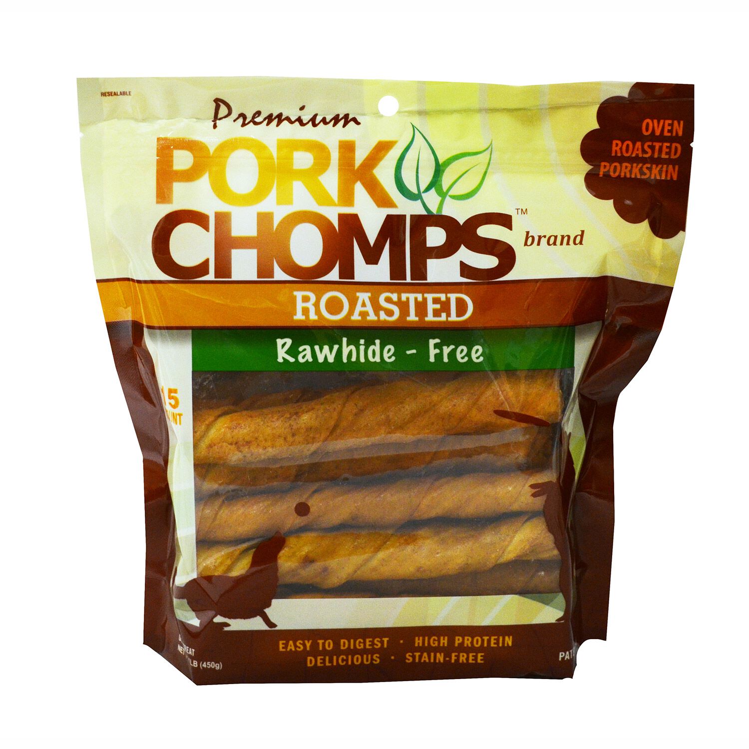 Pork Chomps Roasted Twists Dog Treats, Oven Roasted Porkskin