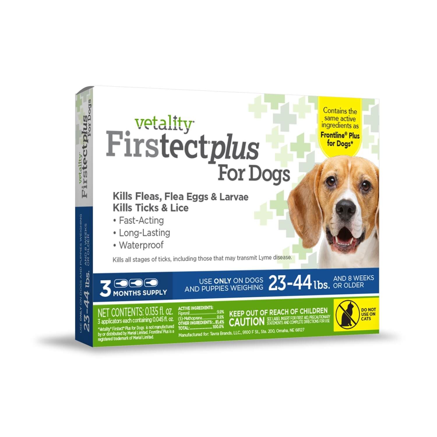 Vetality Firstect Plus Topical Flea & Tick Treatment For Extra-Large Dogs, 89-132-Lbs, 3 Doses