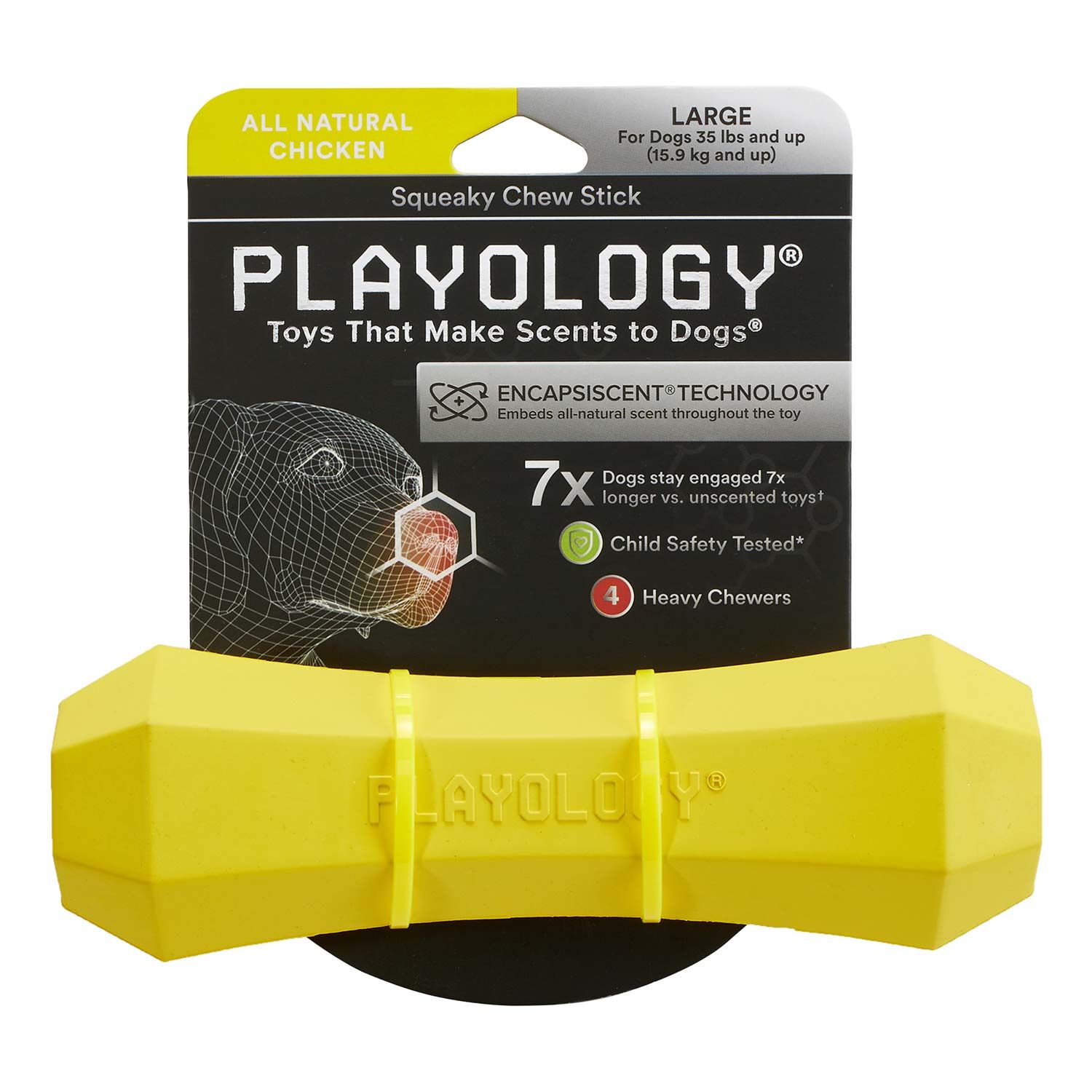 Playology All Natural Chicken Scented Squeaky Chew Stick Dog Toy