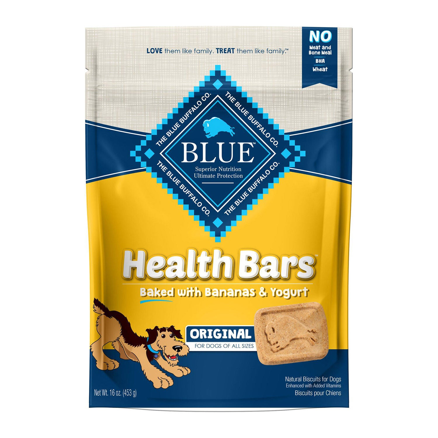 Blue Buffalo Health Bars Baked Crunchy Dog Treats, Banana & Yogurt Flavor