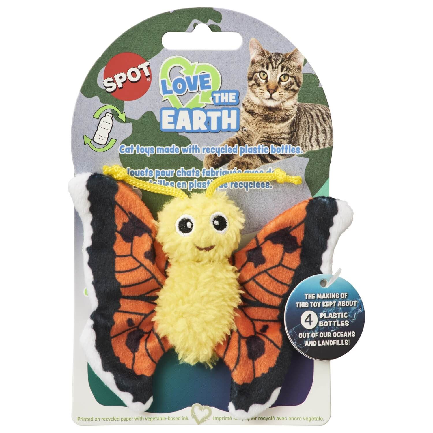 Spot Love The Earth Butterfly Plush Canip Cat Toy - Assorted Colors