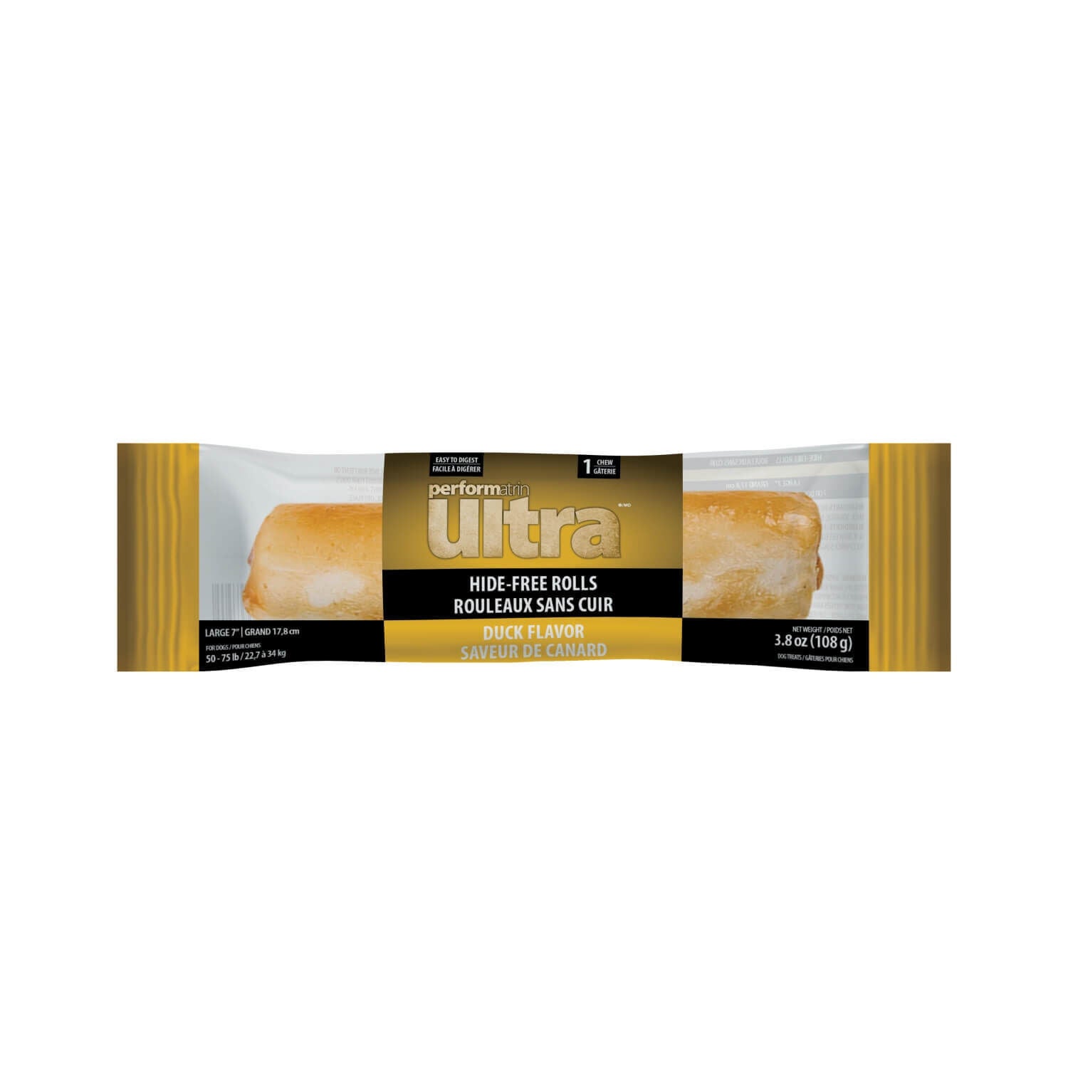 Performatrin Ultra Hide-Free Rolls Rawhide Alternative Dog Treat, Duck Flavor