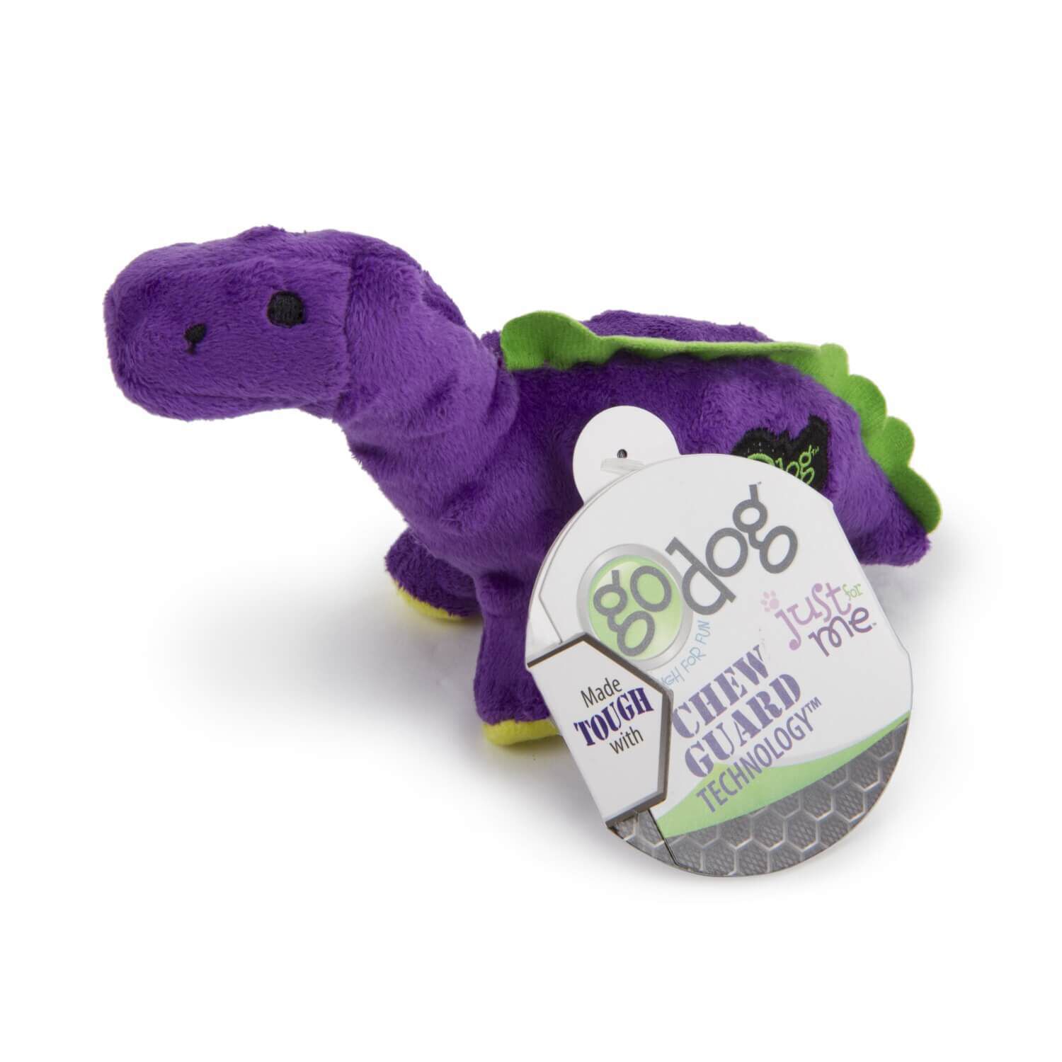 Godog Dinos Bruto Just For Me Squeaky Plush Dog Toy - Purple Mini