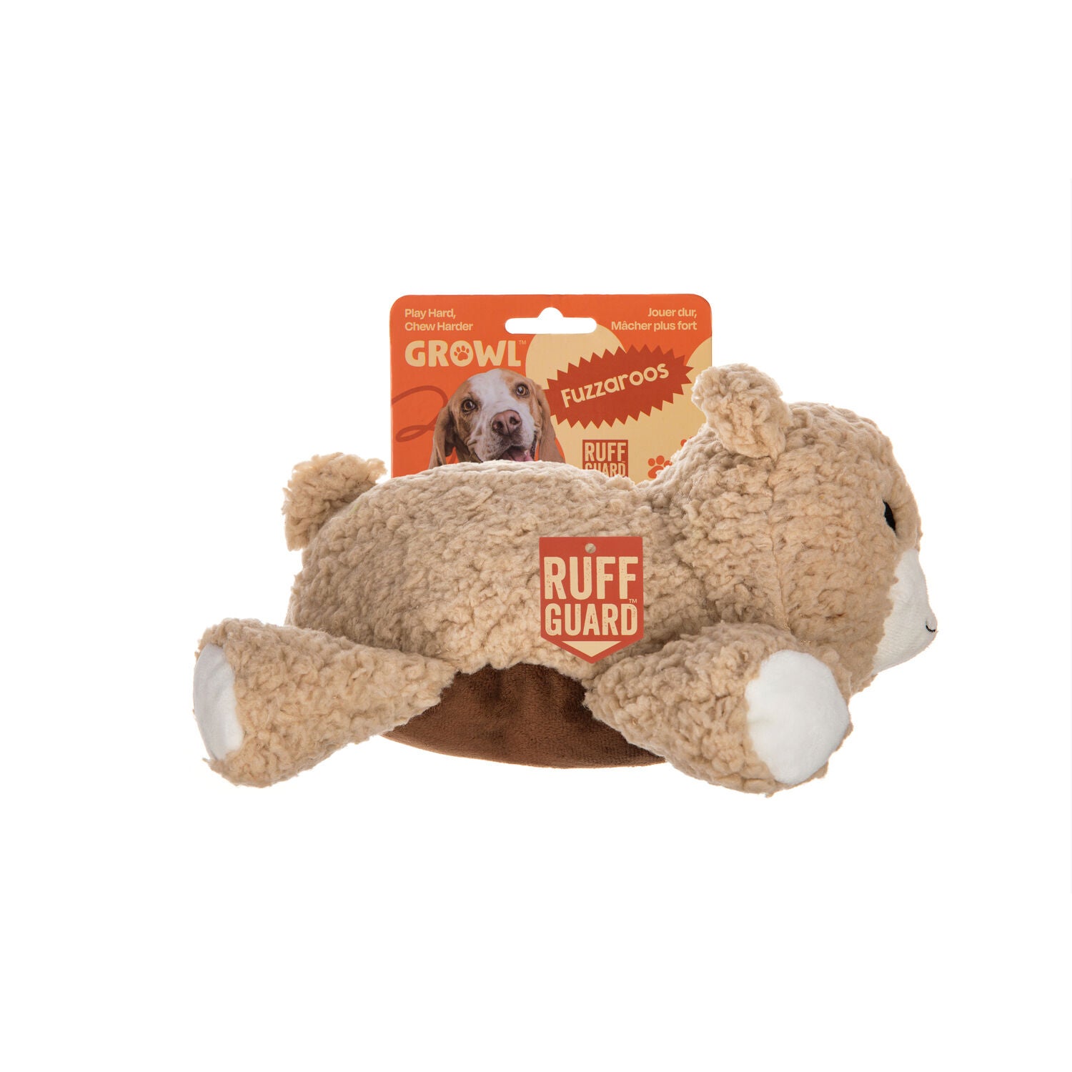 Growl Fuzzaroos Benny The Bear Sherpa Plush Dog Toy, 9"