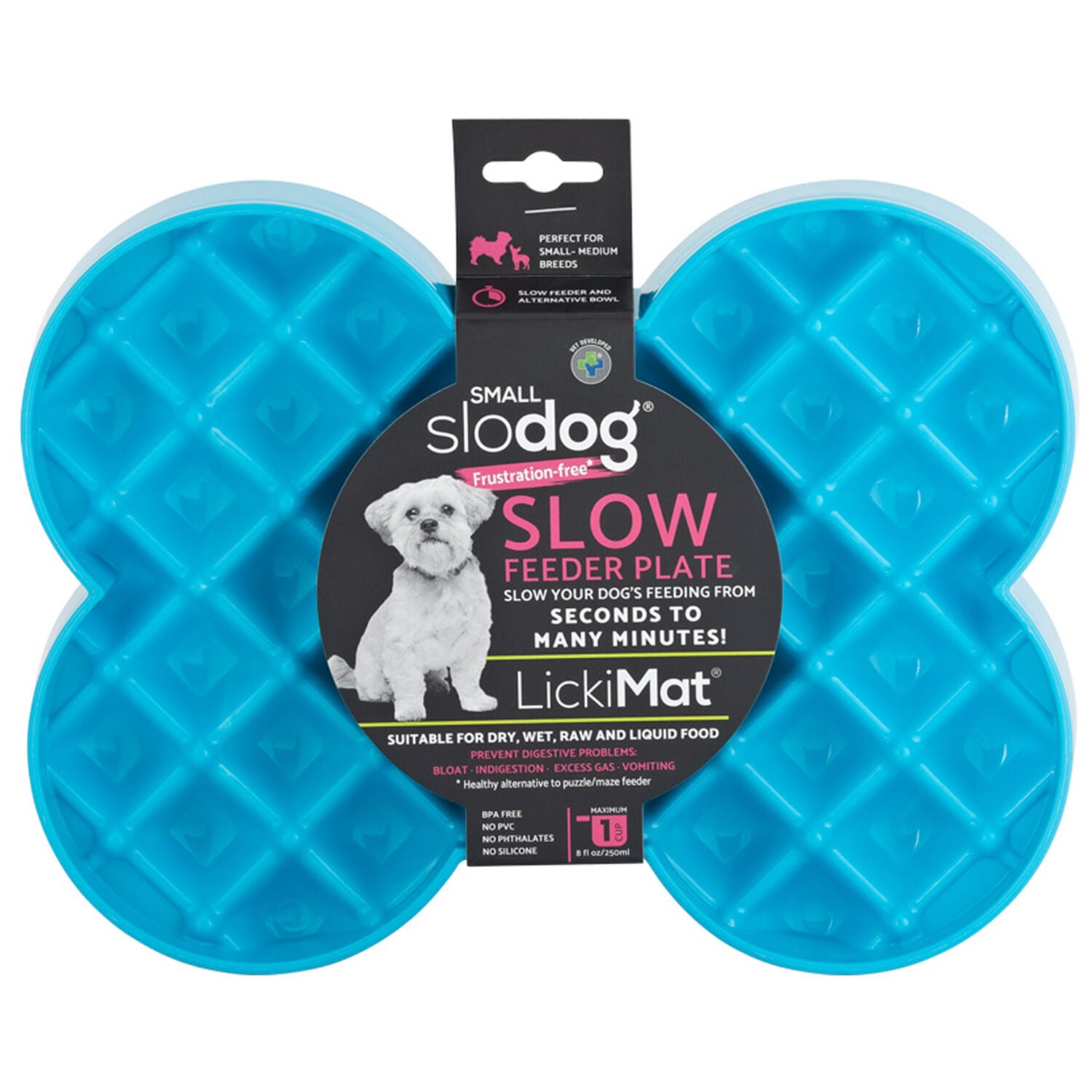 Lickimat Slodog Lickmat & Slow Feeder Small Dog Bowl - Turquoise