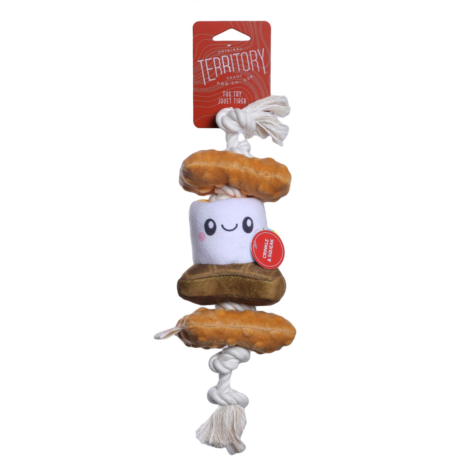 Territory S'mores Squeaker Dog Tug Toy, 13"