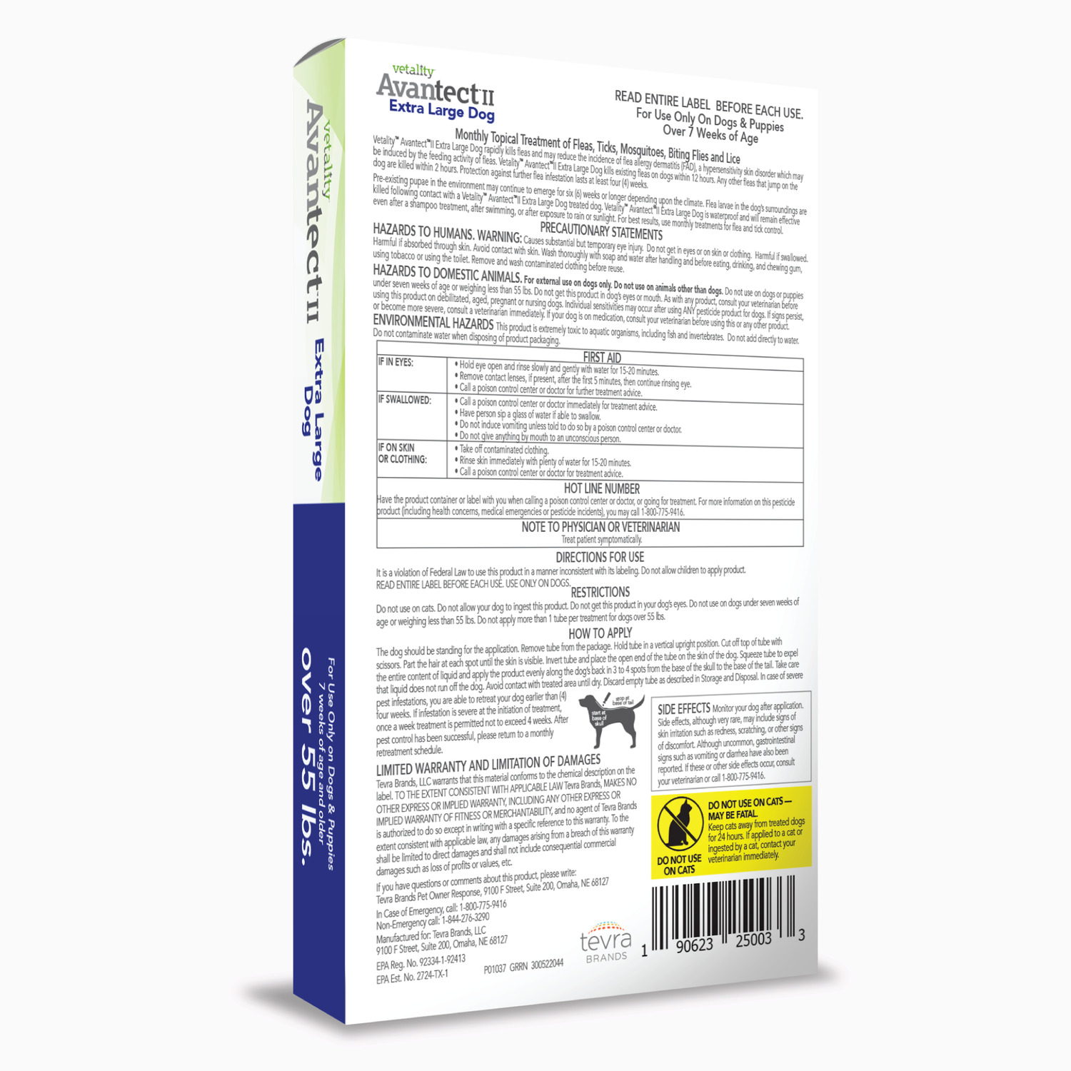Vetality Avantect Ii Topical Flea & Tick Treatment For Extra Large Dog, 55+ Lbs. 4 Dose