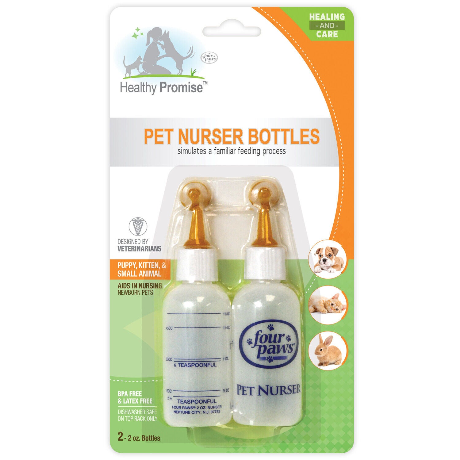 Four Paws Healthy Promise Pet Nurser Bottles, 2 Pack