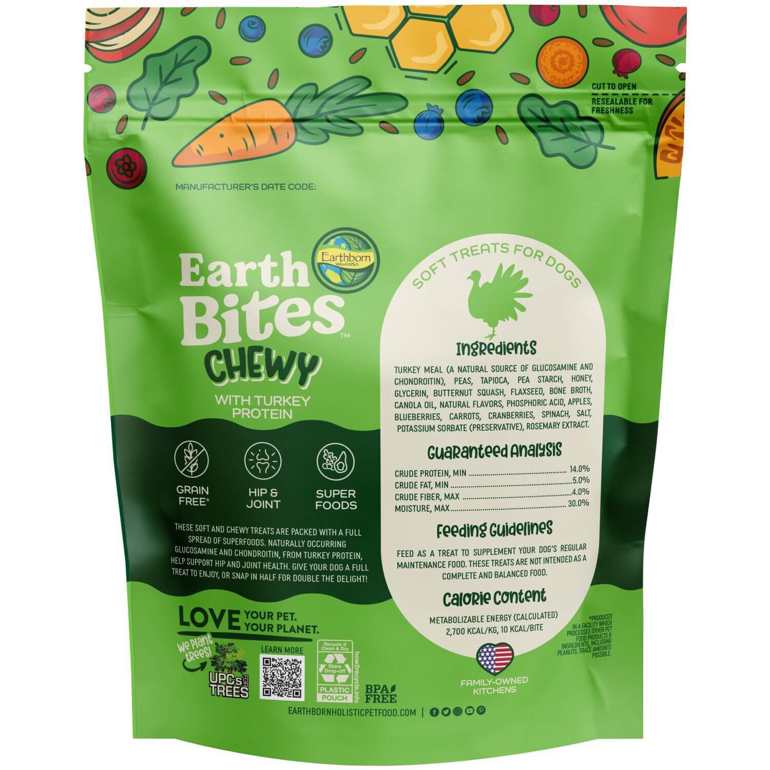 Earthborn Holistic Earthbites Chewy Soft Dog Treats With Turkey Protein