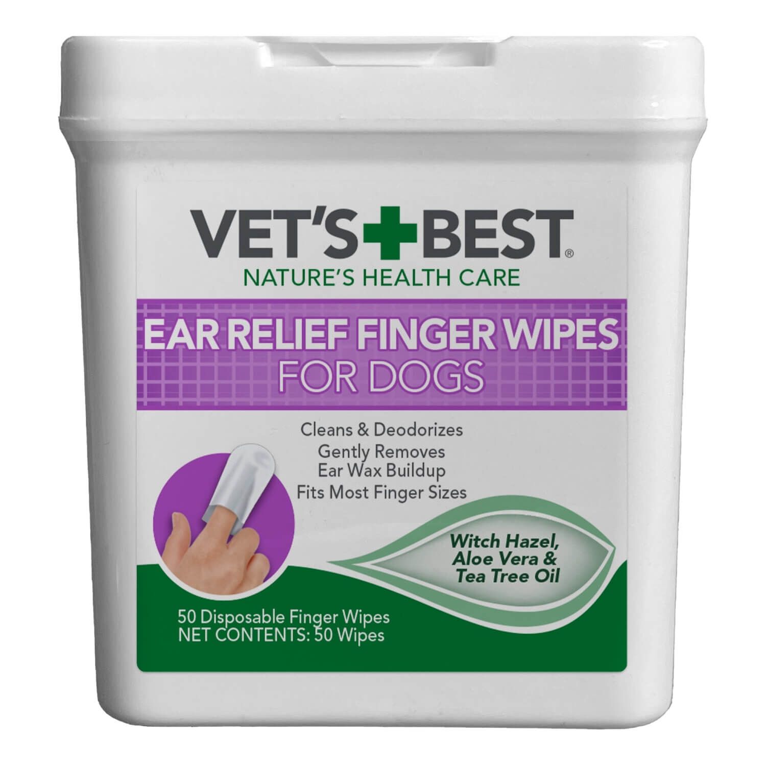 Vet's Best Ear Relief Finger Wipes For Dogs, 50 Ct