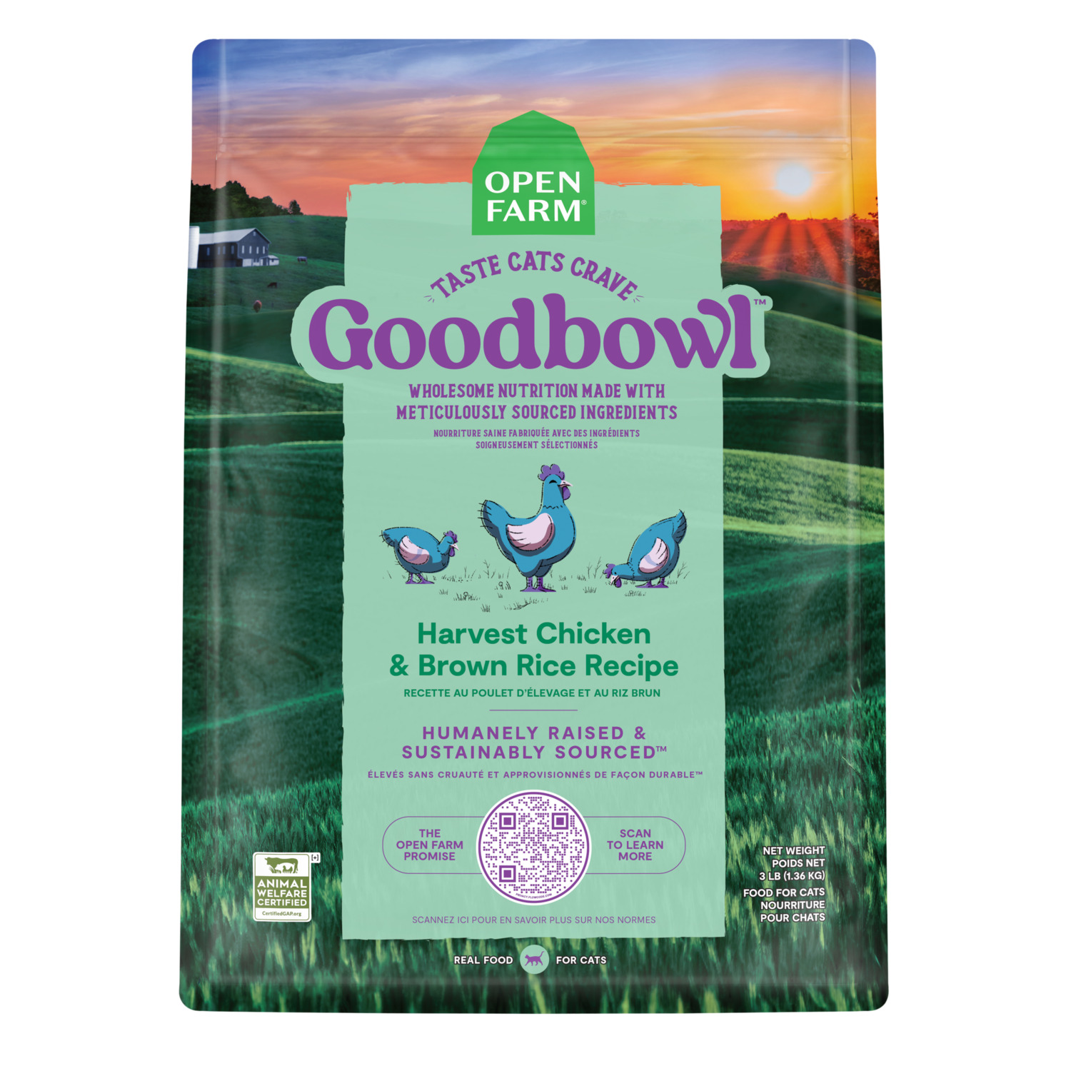 Open Farm Goodbowl Harvest Chicken & Brown Rice Recipe Dry Cat Food, 7Lb