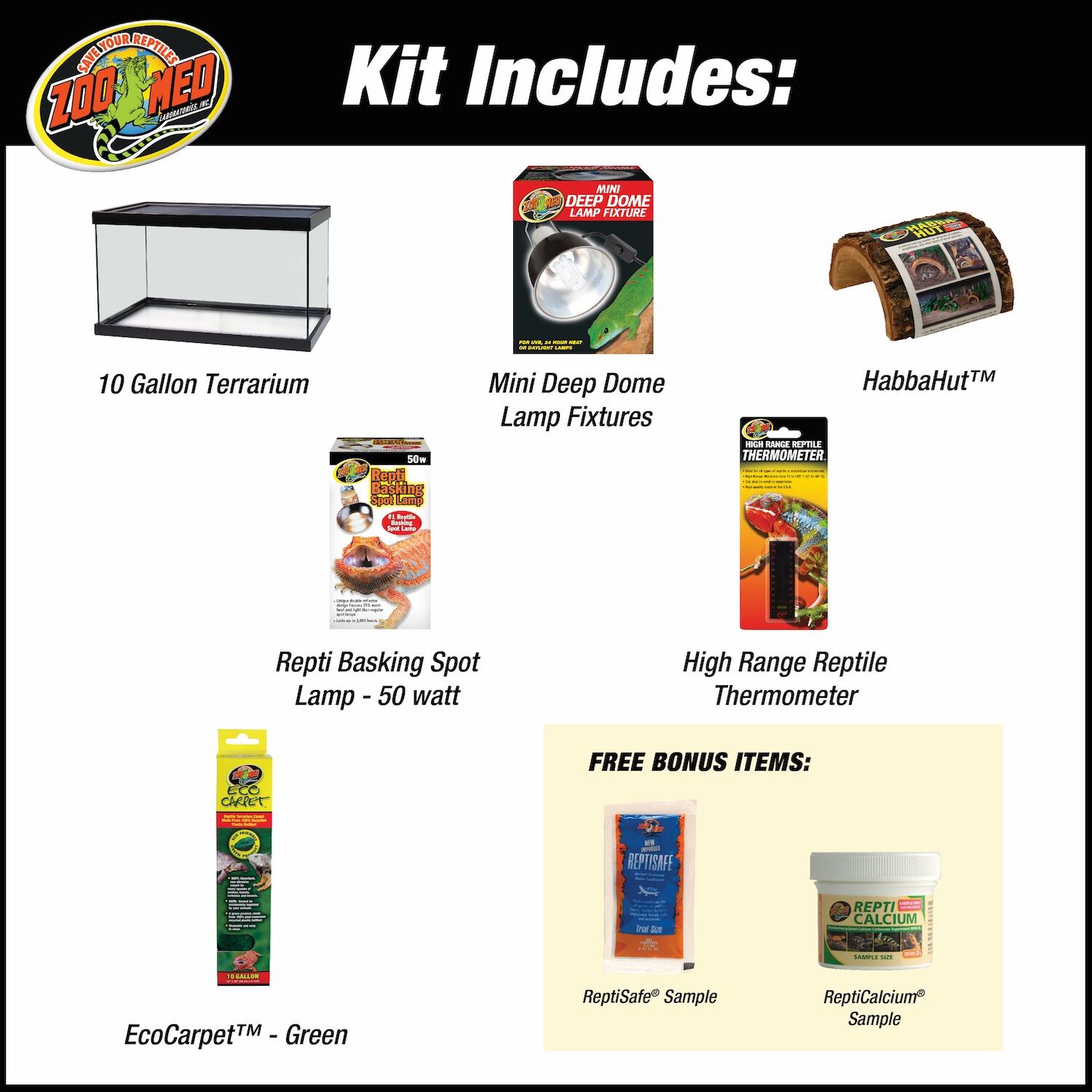 Zoo Med Reptihabitat 10 Gallon Desert Starter Kit Reptile Enclosure