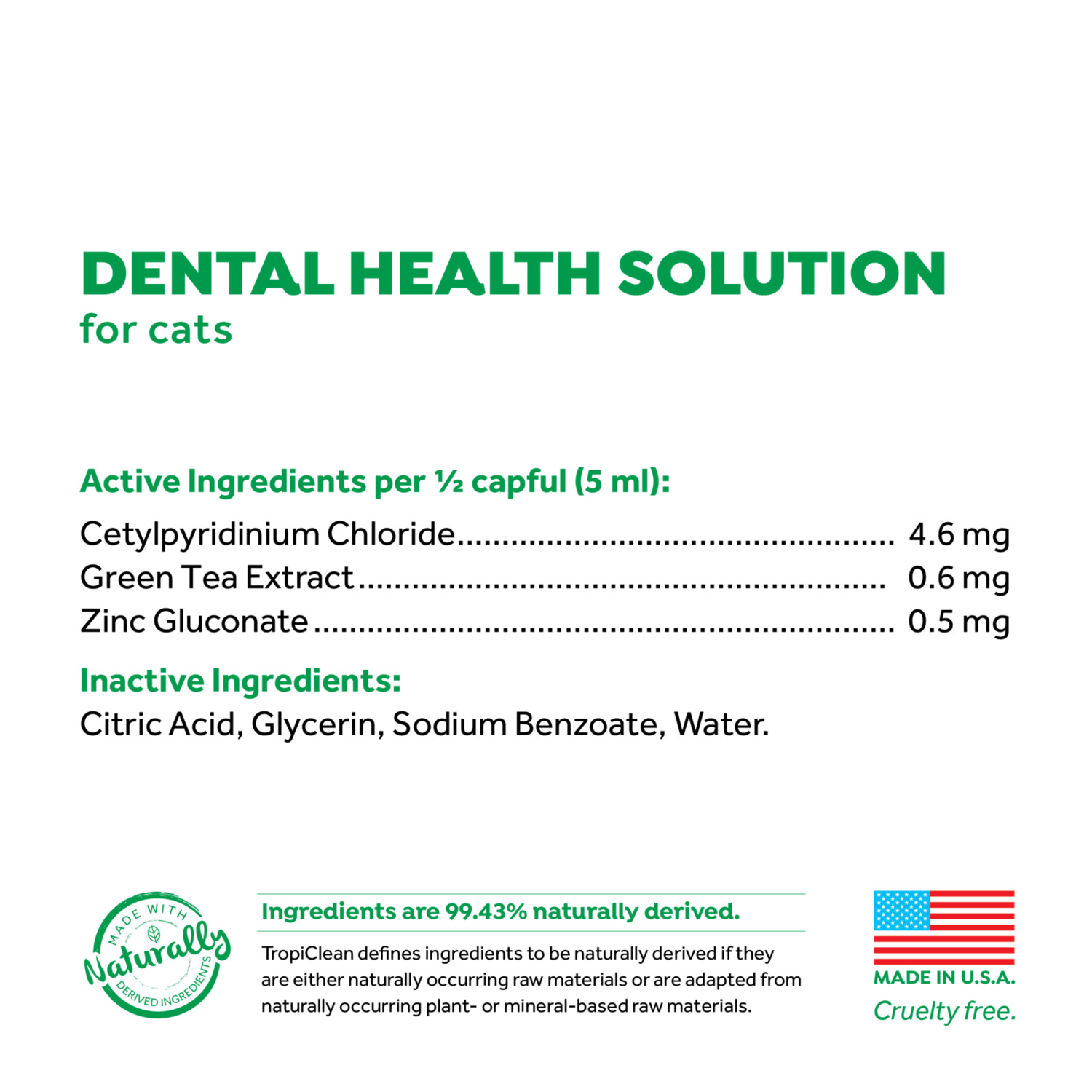 Tropiclean Fresh Breath Dental Health Solution Water Additive For Cats, 8-Oz