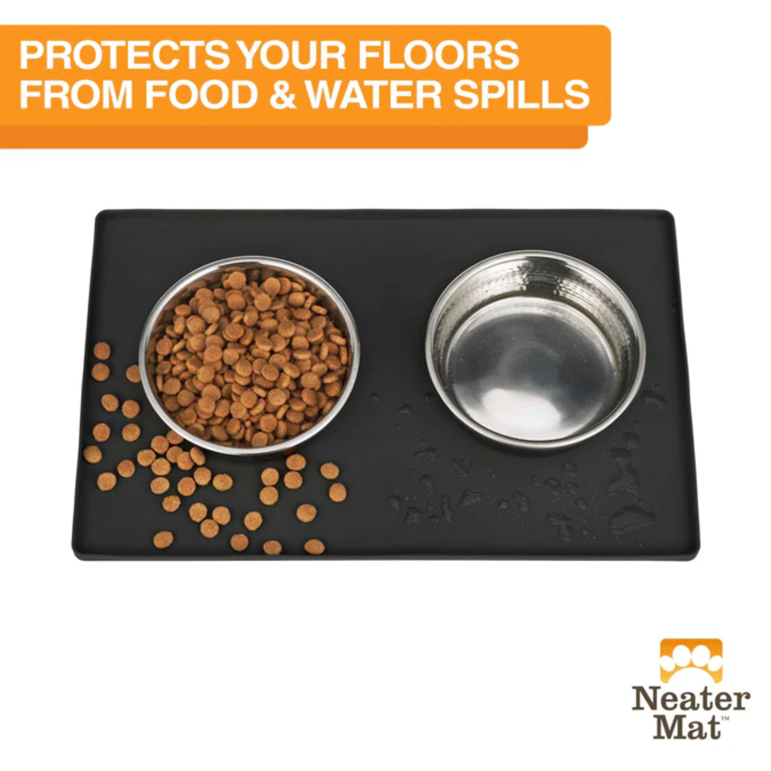 Neater Pets Neater Mat Waterproof Silicone Dog Feeding Mat - 19" X 12", Black