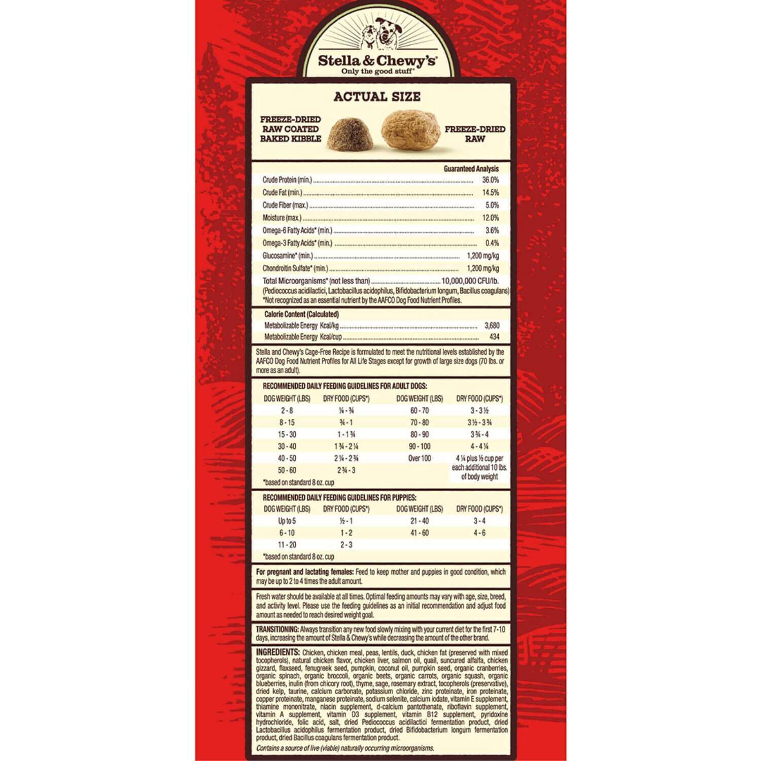 Stella & Chewy's Raw Blend Grain Free Freeze Dried Raw Coated Baked Kibble Dry Dog Food, Cage Free Chicken, Quail, & Duck Recipe