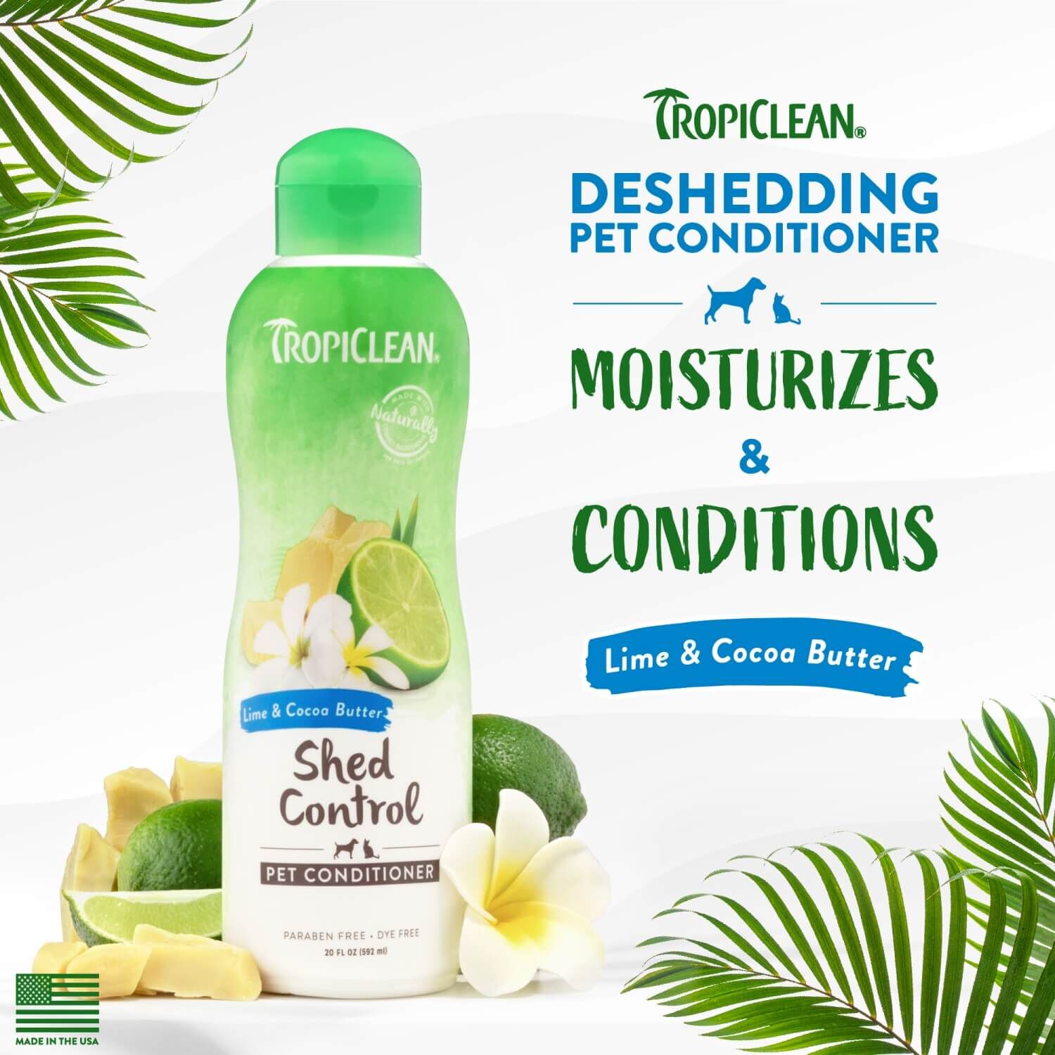 Tropiclean Lime & Cocoa Butter De-Shedding Dog & Cat Conditioner